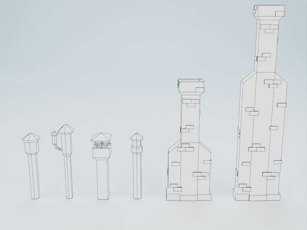 Lowpoly modular fachwerk houses Low-poly 3D model_18