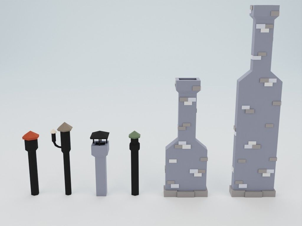 Lowpoly modular fachwerk houses Low-poly 3D model_17