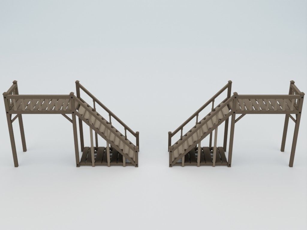 Lowpoly modular fachwerk houses Low-poly 3D model_27