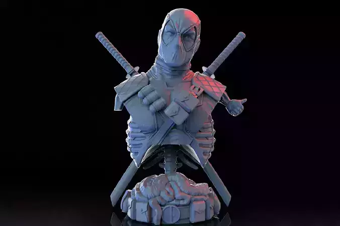 Deadpool Bust 3D Model Ready to Print STL