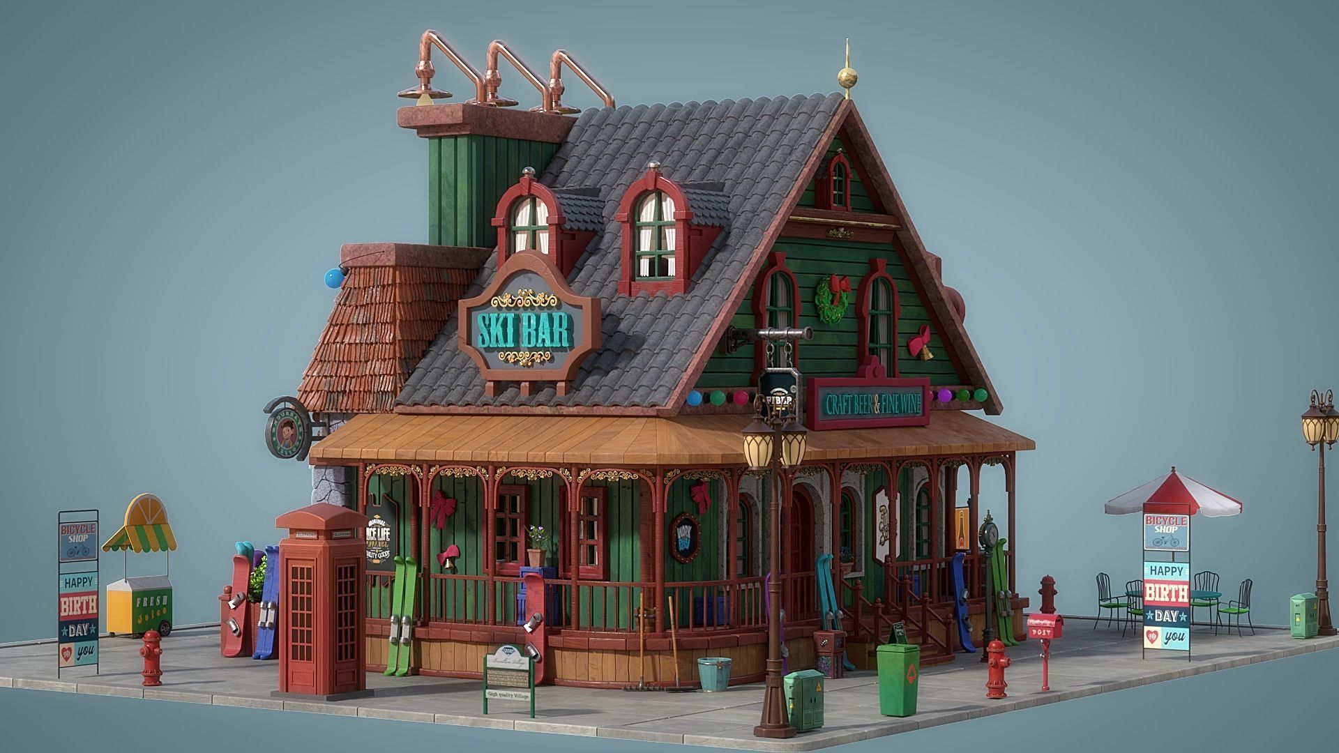 Cartoon House 22 3D model_5