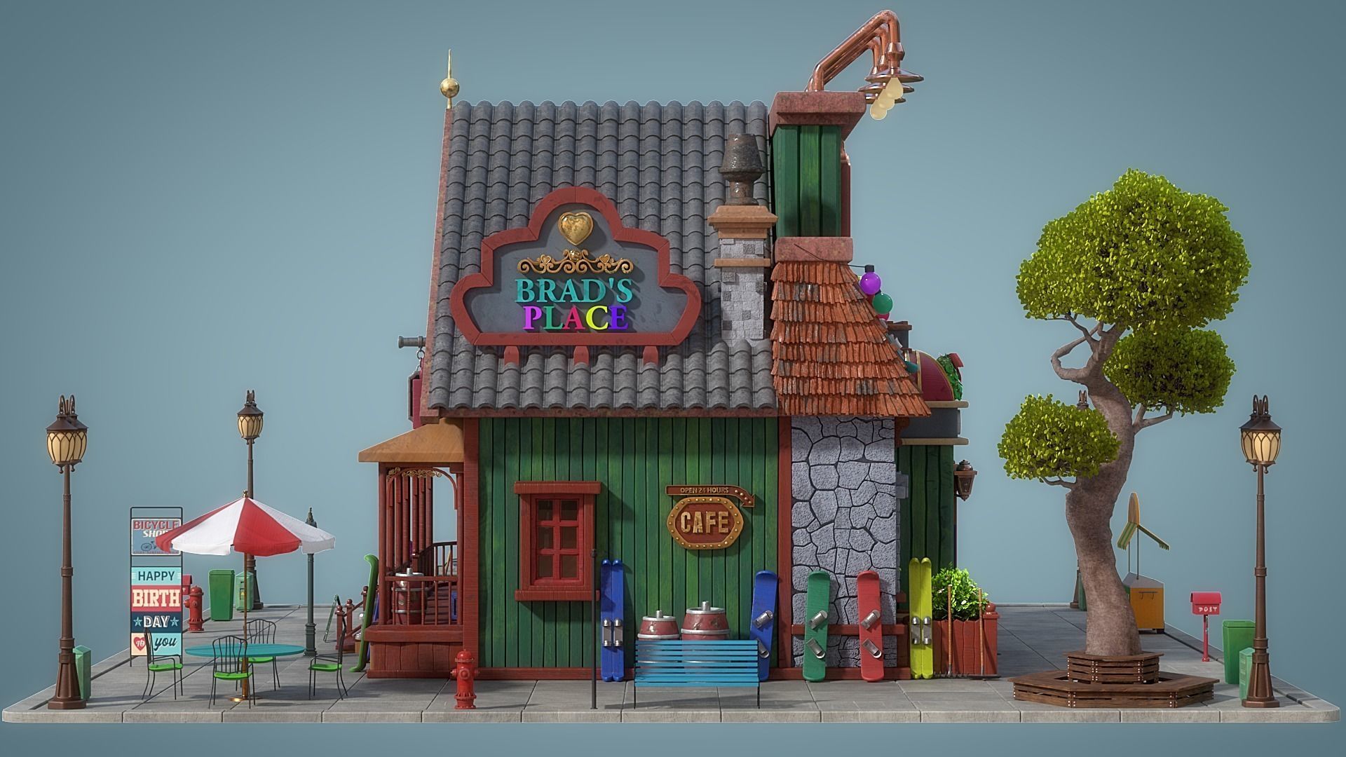 Cartoon House 22 3D model_8