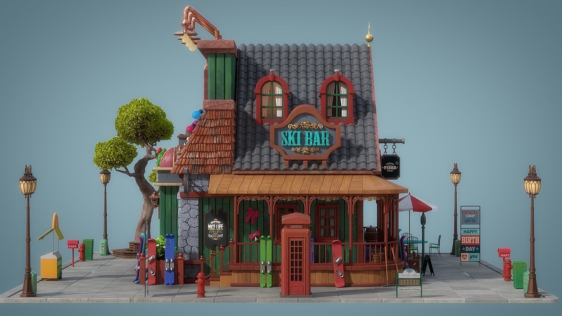 Cartoon House 22 3D model_4