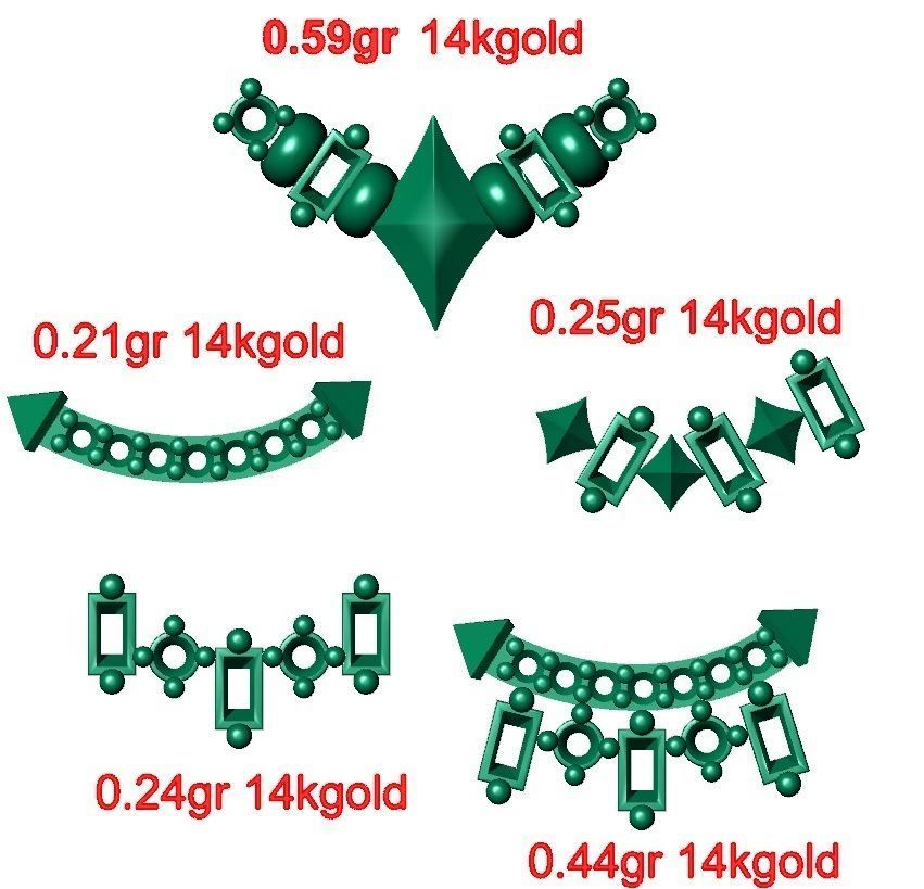 Piercing Diamond Setting 5 pieces 3D print model_4