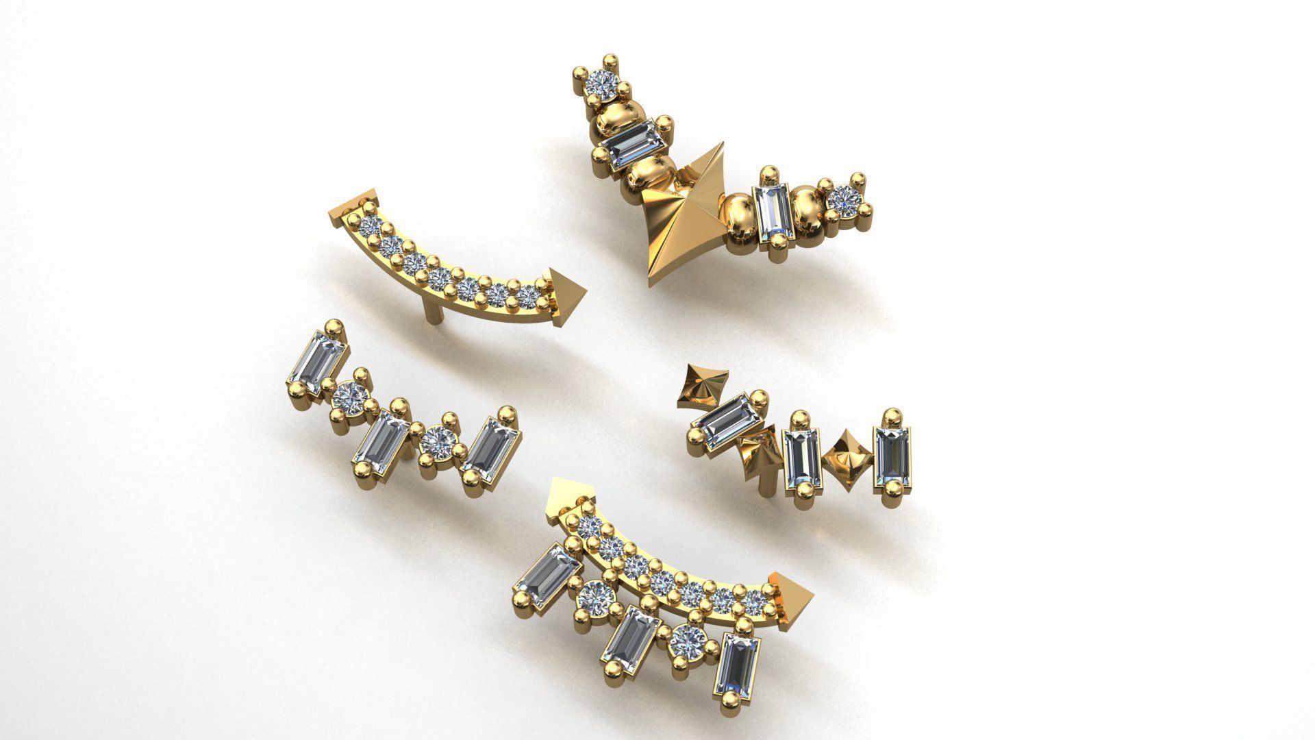 Piercing Diamond Setting 5 pieces 3D print model_3