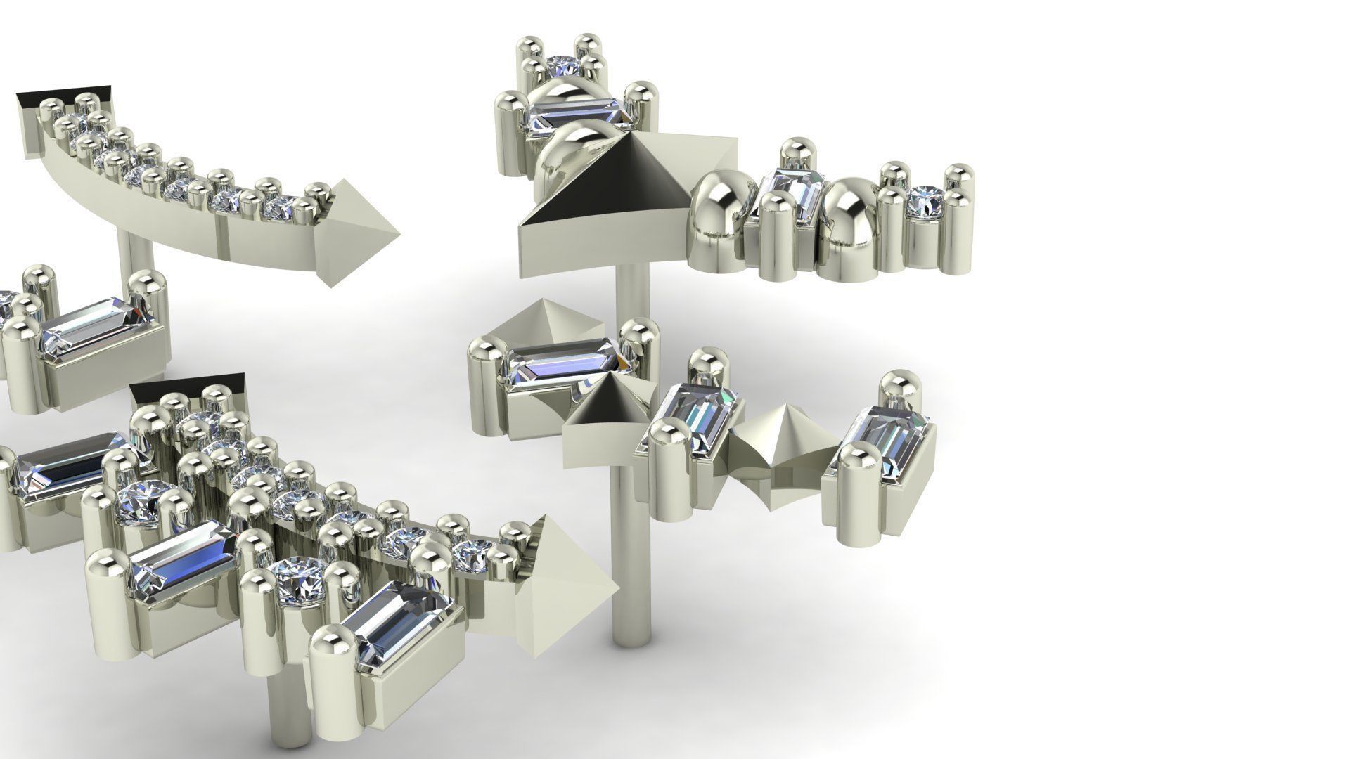 Piercing Diamond Setting 5 pieces 3D print model_1