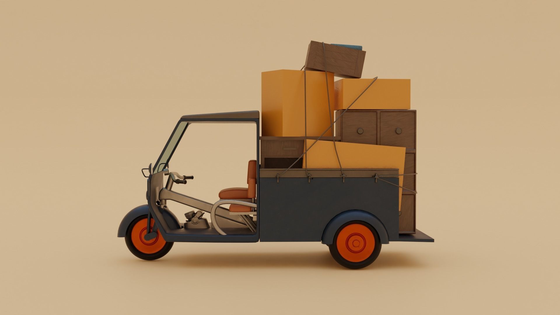 Rickshaw 3D model_3