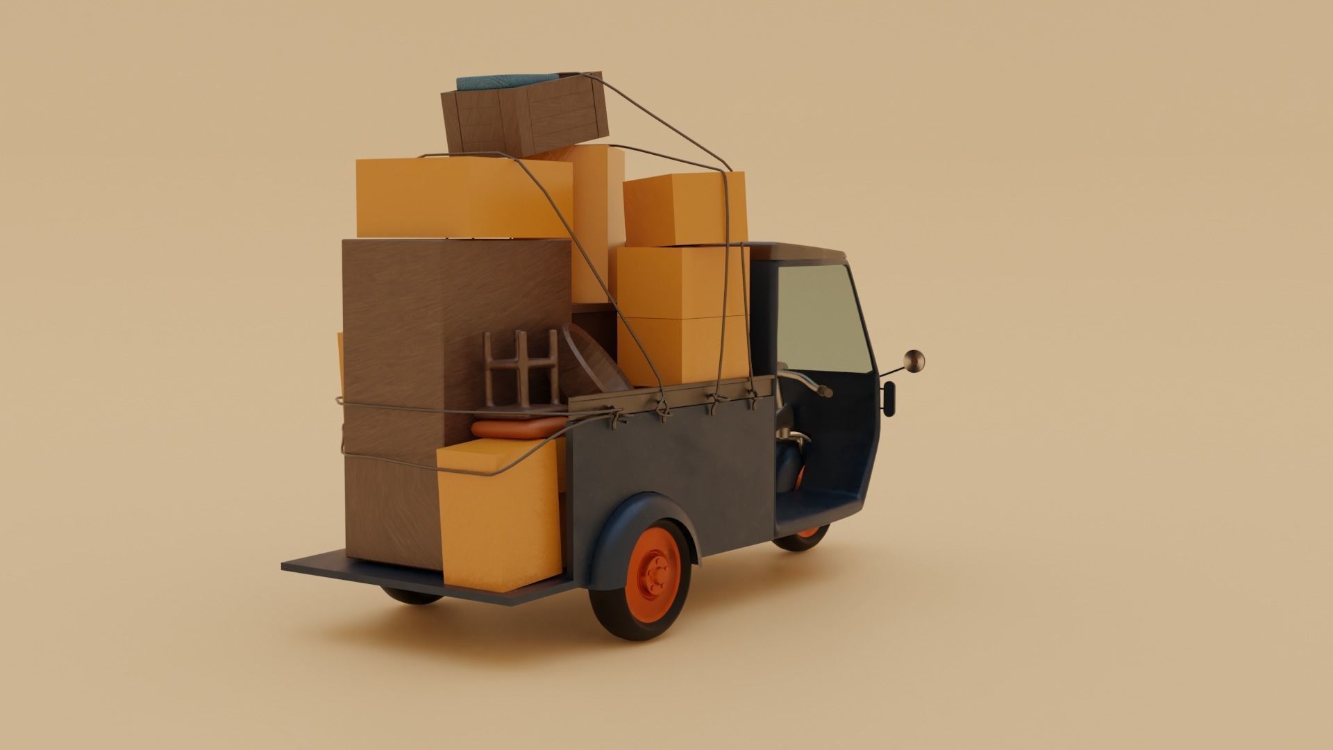 Rickshaw 3D model_2