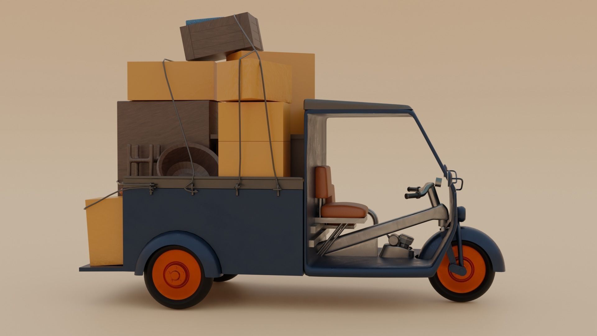 Rickshaw 3D model_1