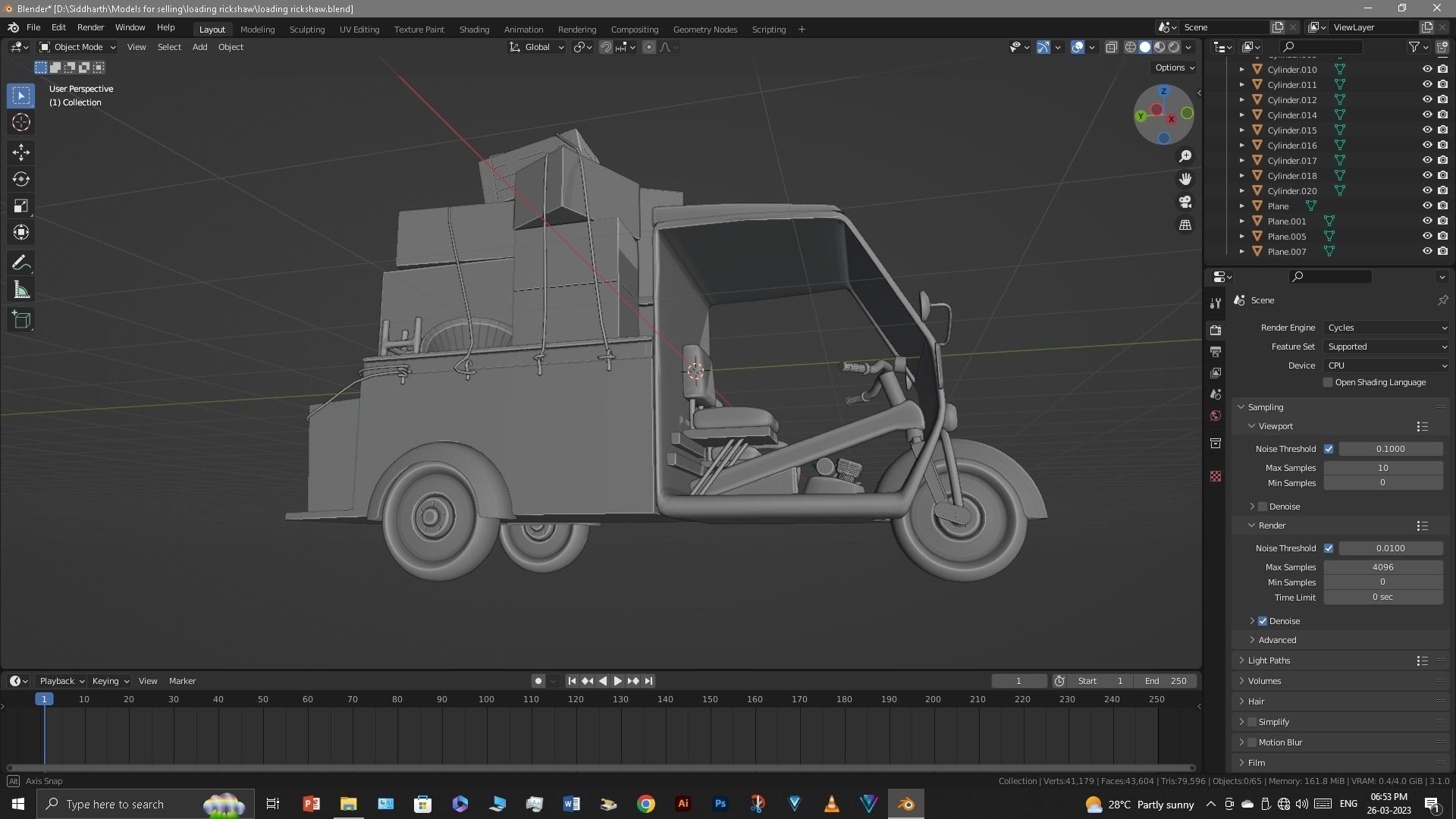 Rickshaw 3D model_6