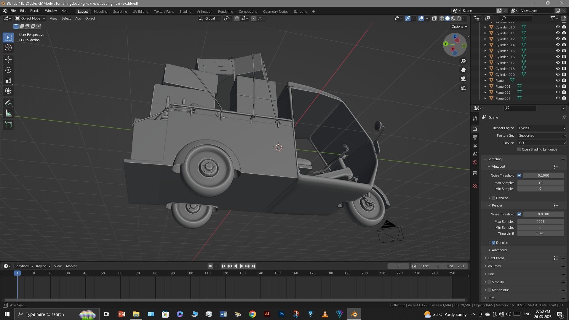 Rickshaw 3D model_7