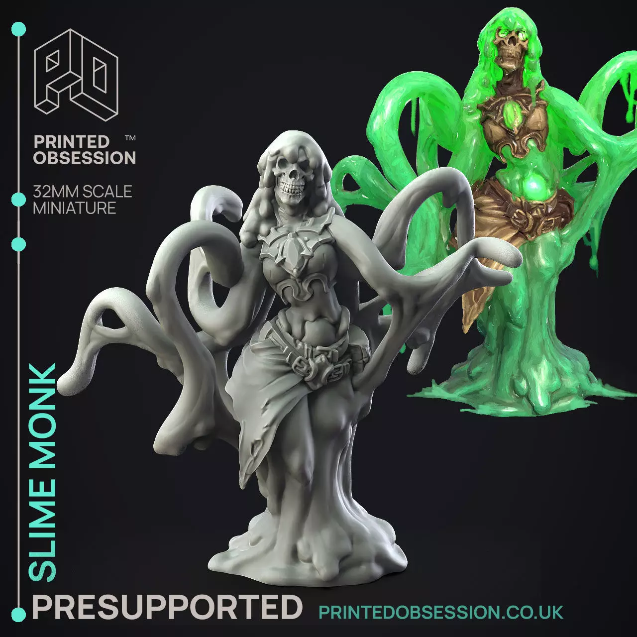 Slime Monk - Humanoid Slime - PRESUPPORTED - 32mm scale 3D print model