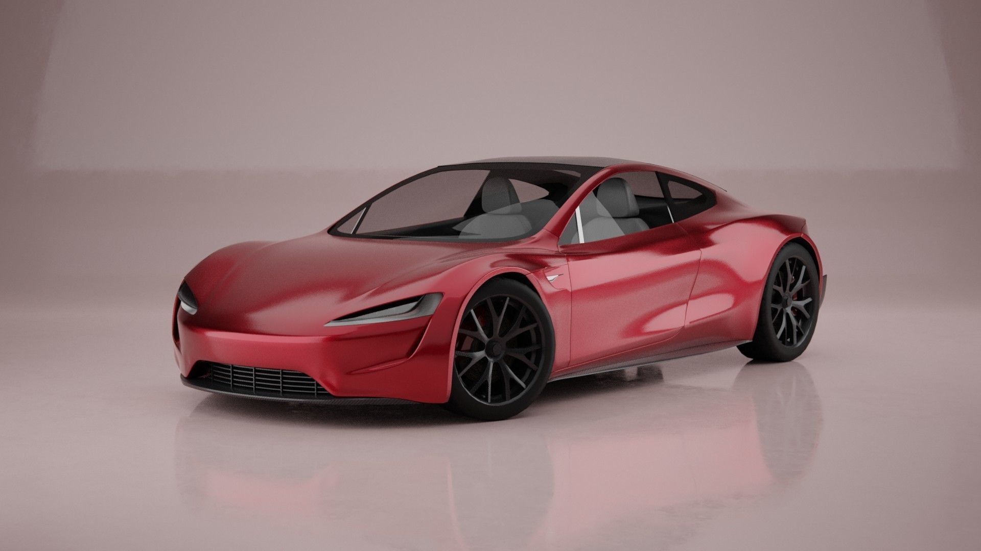 Tesla Roadster Low-poly 3D model_1