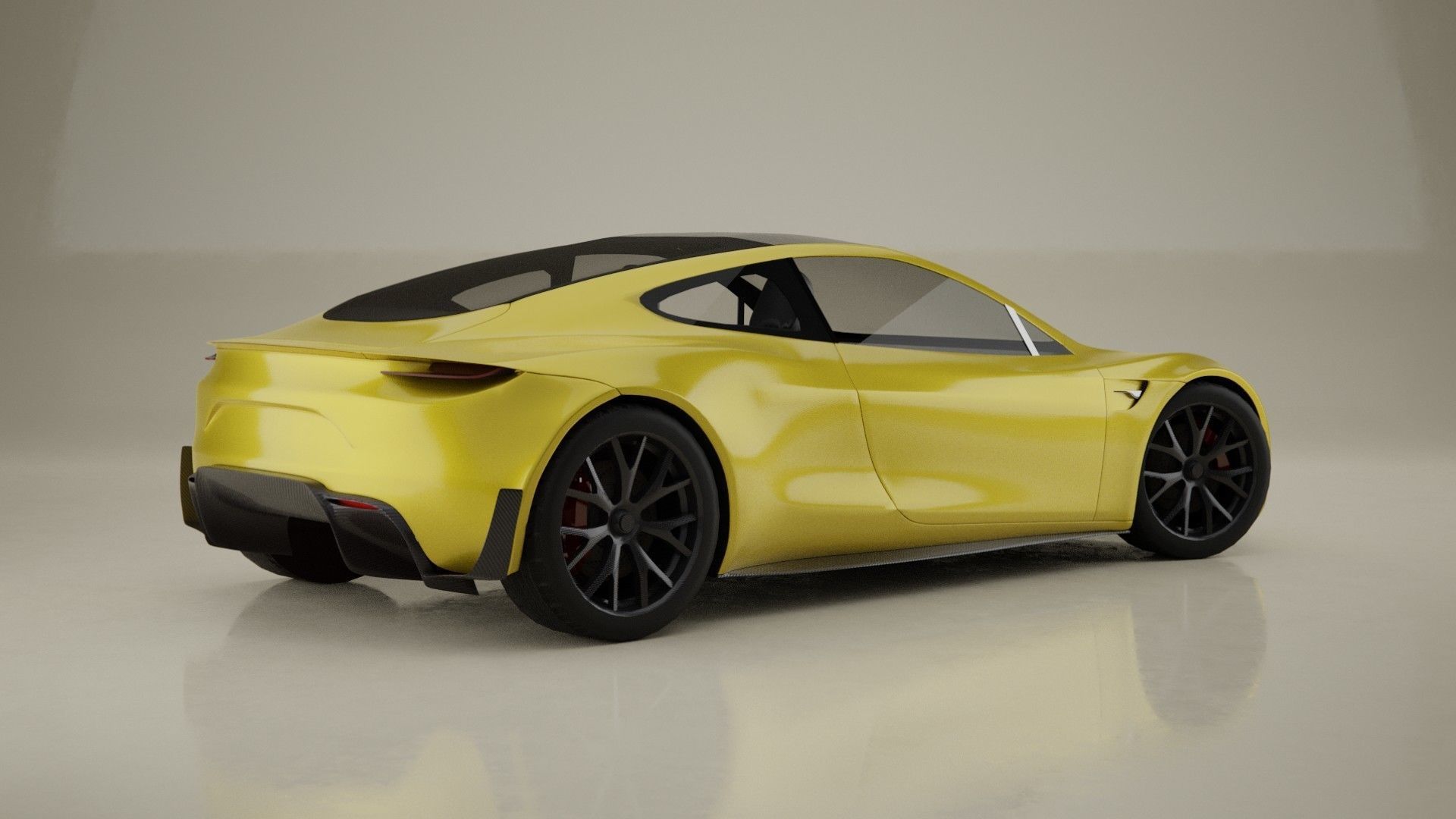 Tesla Roadster Low-poly 3D model_3