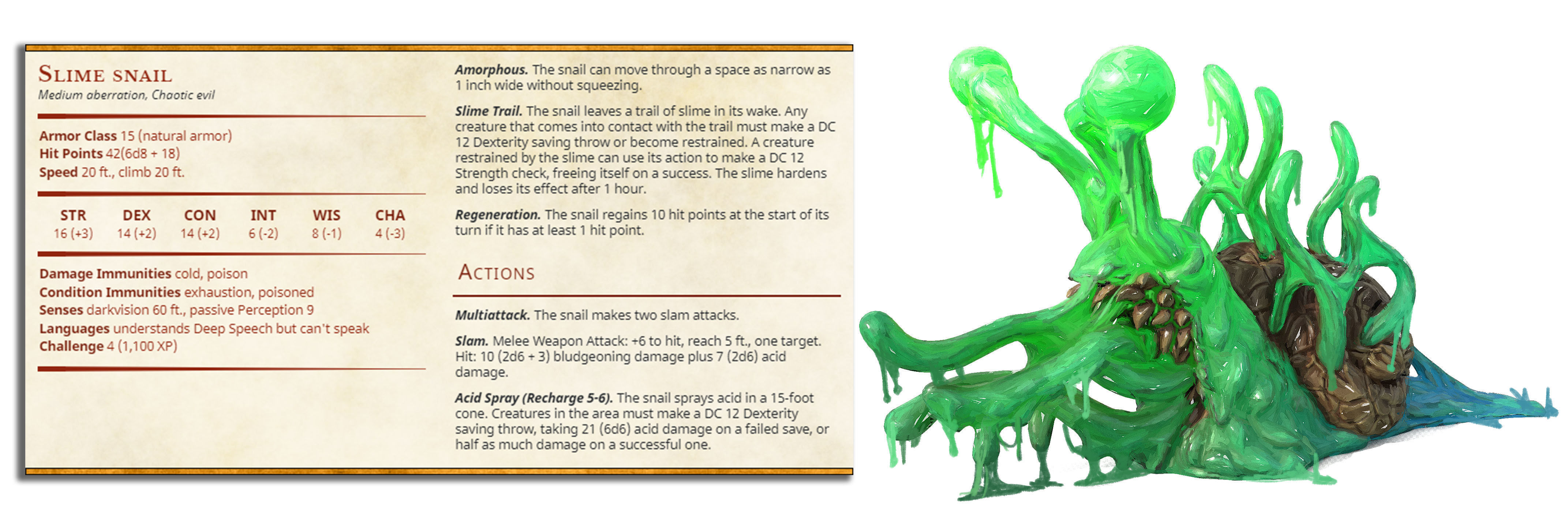 Slime Snail - Slime Creature - PRESUPPORTED - 32mm scale 3D print model_13