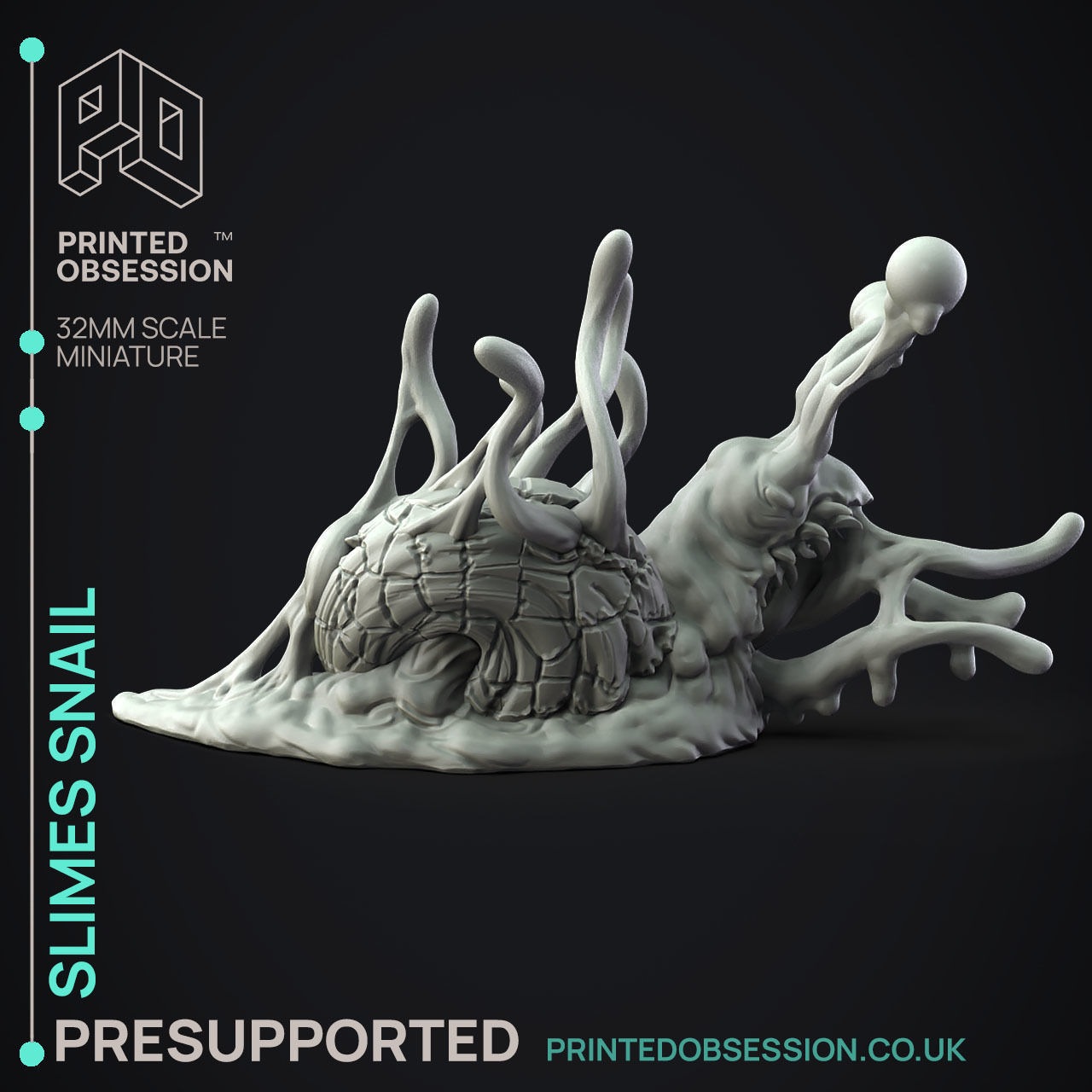 Slime Snail - Slime Creature - PRESUPPORTED - 32mm scale 3D print model_3