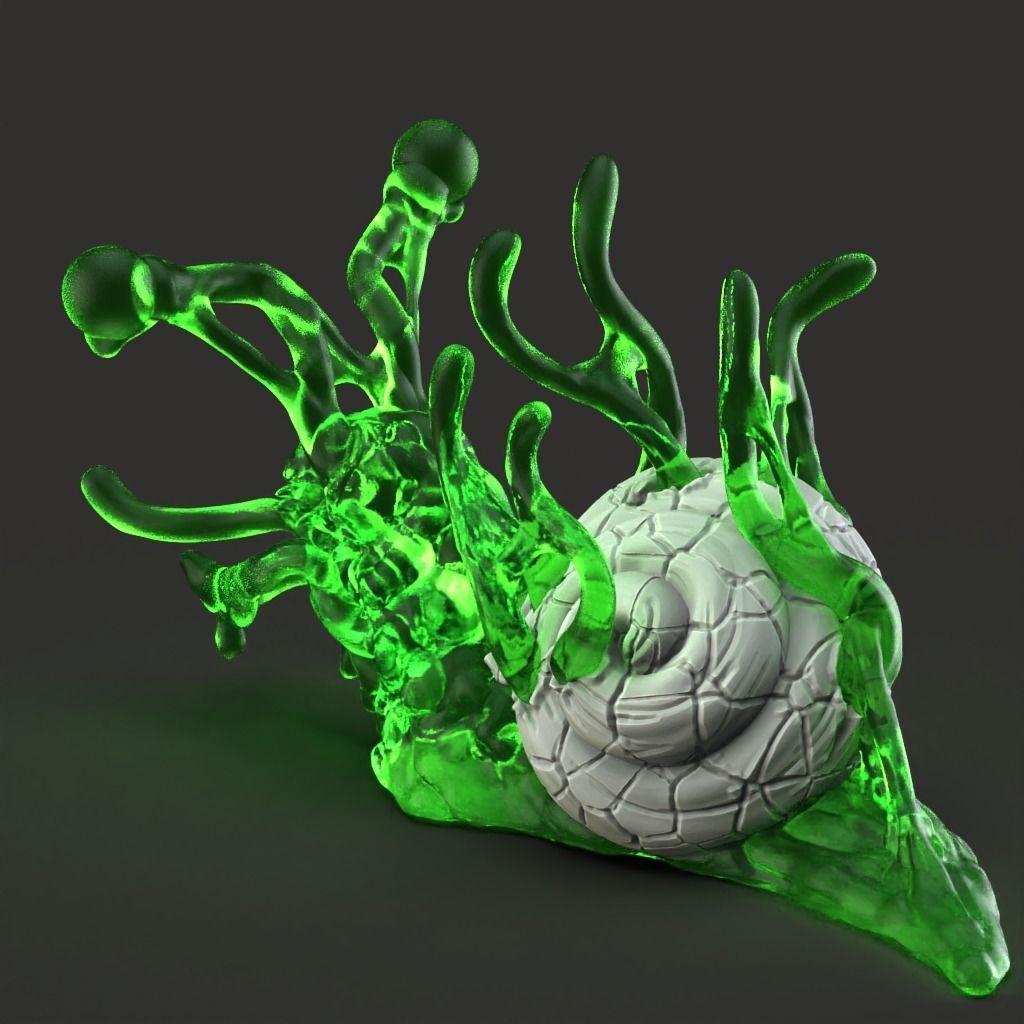 Slime Snail - Slime Creature - PRESUPPORTED - 32mm scale 3D print model_8