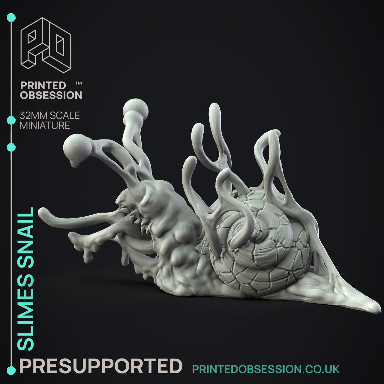 Slime Snail - Slime Creature - PRESUPPORTED - 32mm scale 3D print model_1