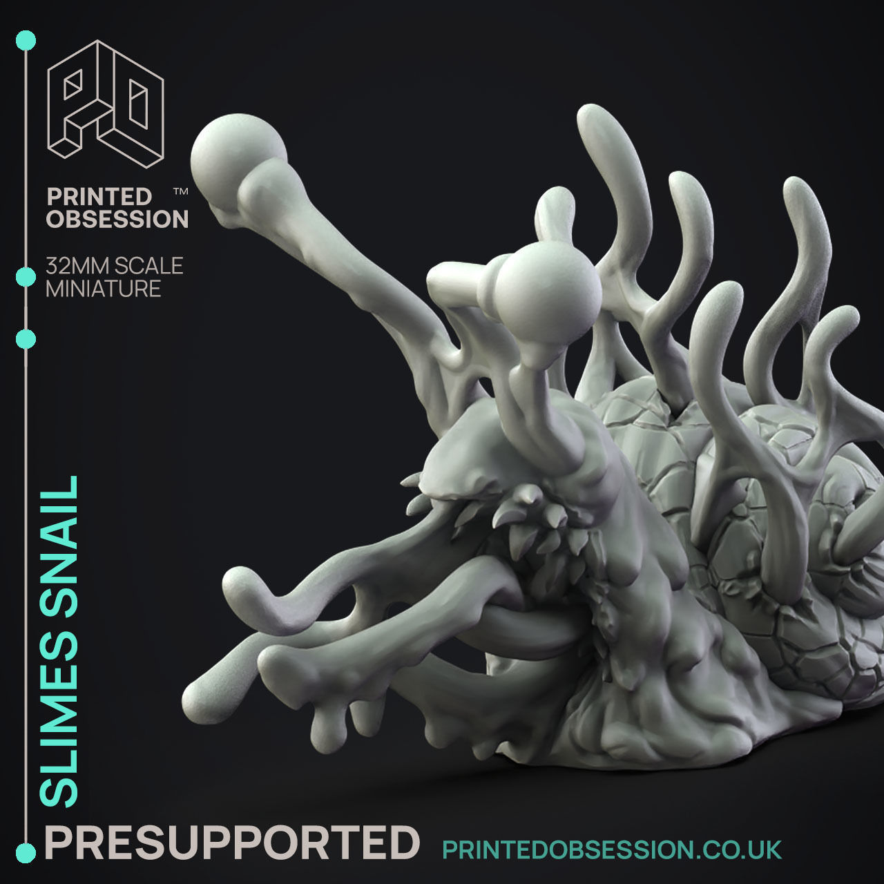 Slime Snail - Slime Creature - PRESUPPORTED - 32mm scale 3D print model_4