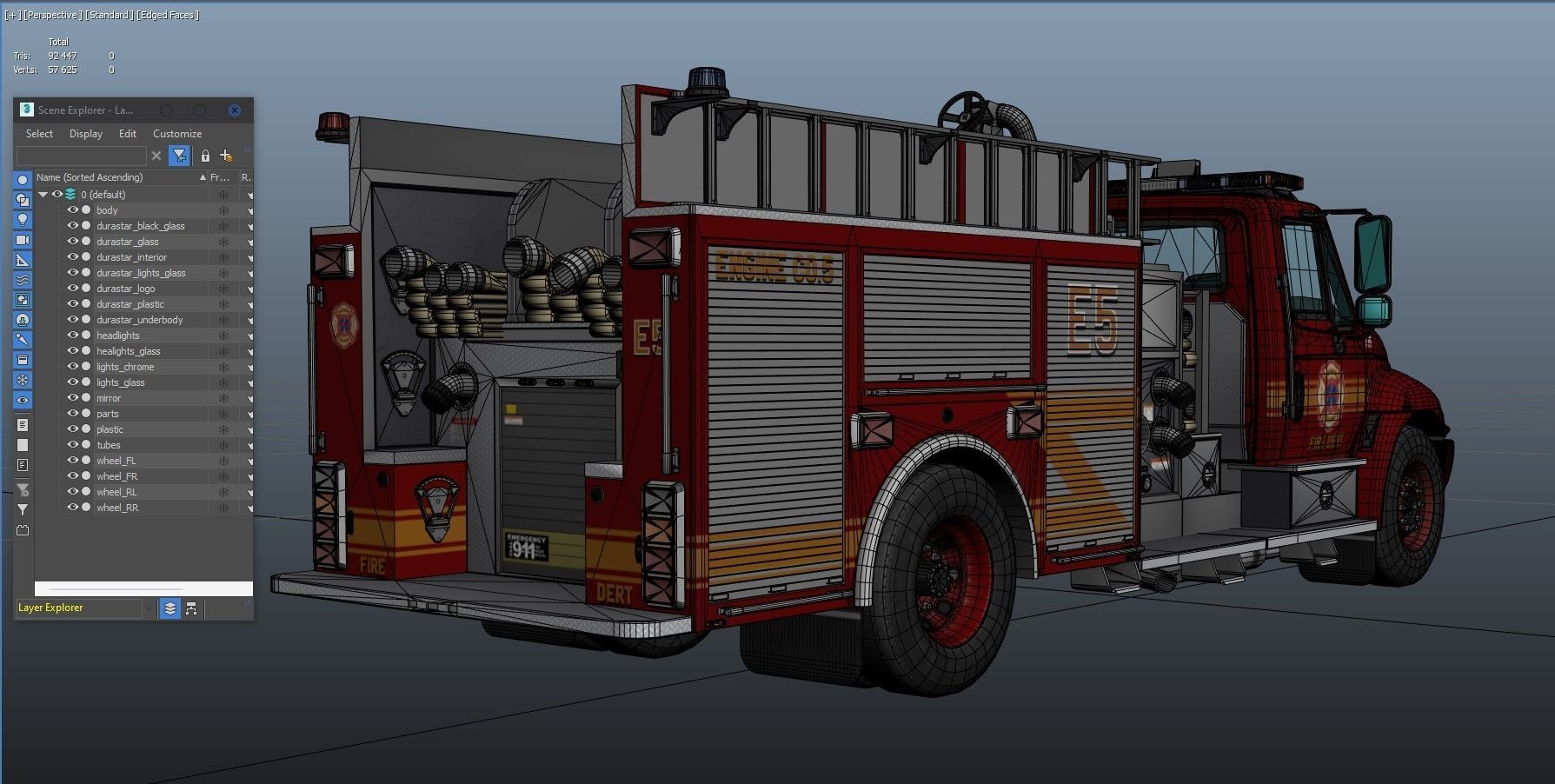 Durastar Firetruck Truck Low-poly 3D model_40