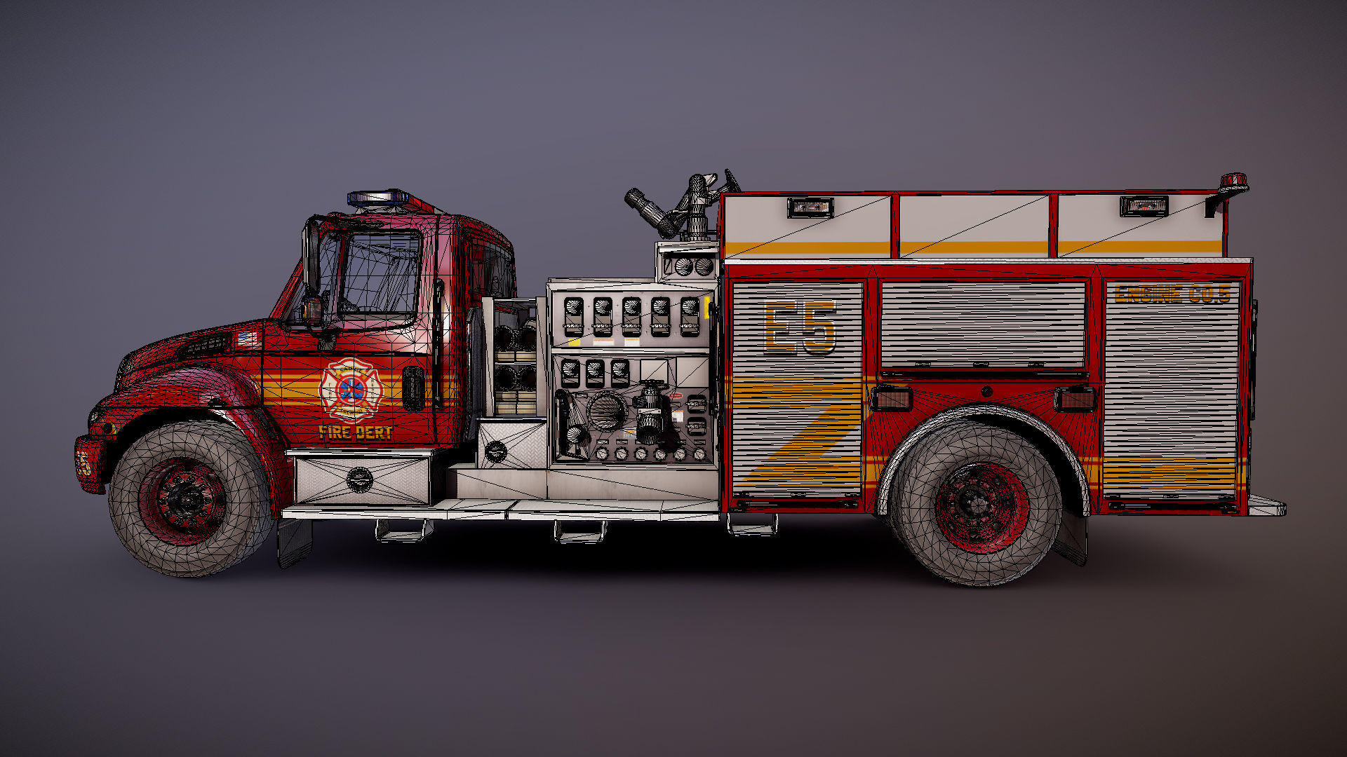 Durastar Firetruck Truck Low-poly 3D model_26