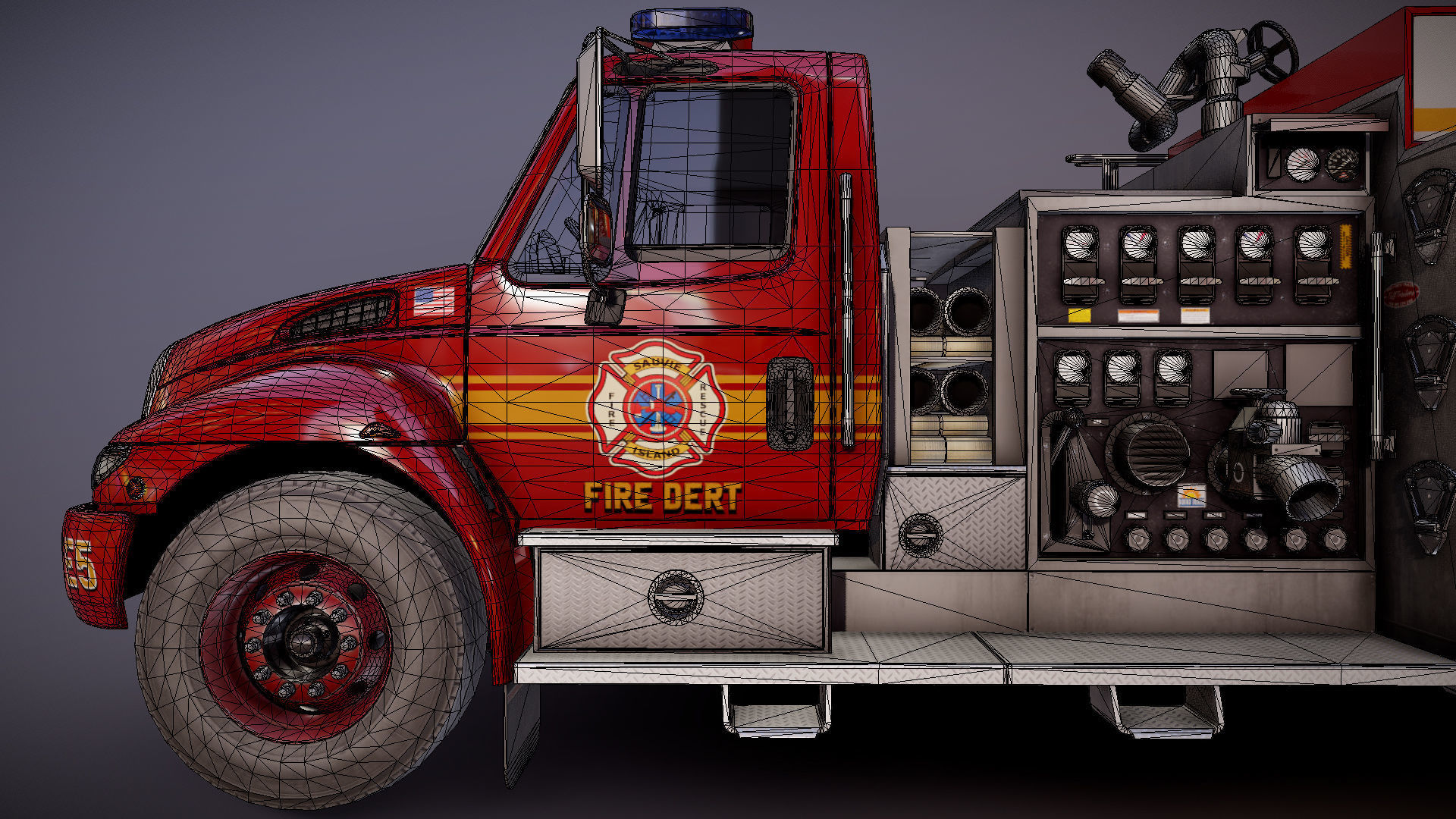 Durastar Firetruck Truck Low-poly 3D model_28