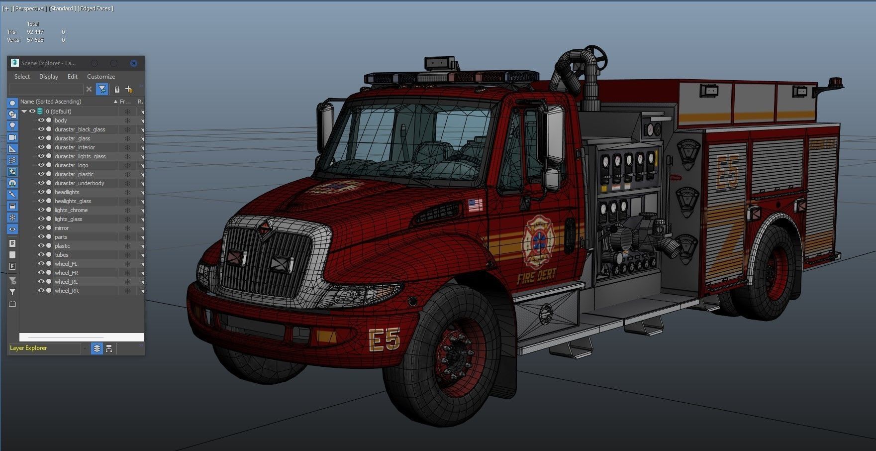 Durastar Firetruck Truck Low-poly 3D model_39