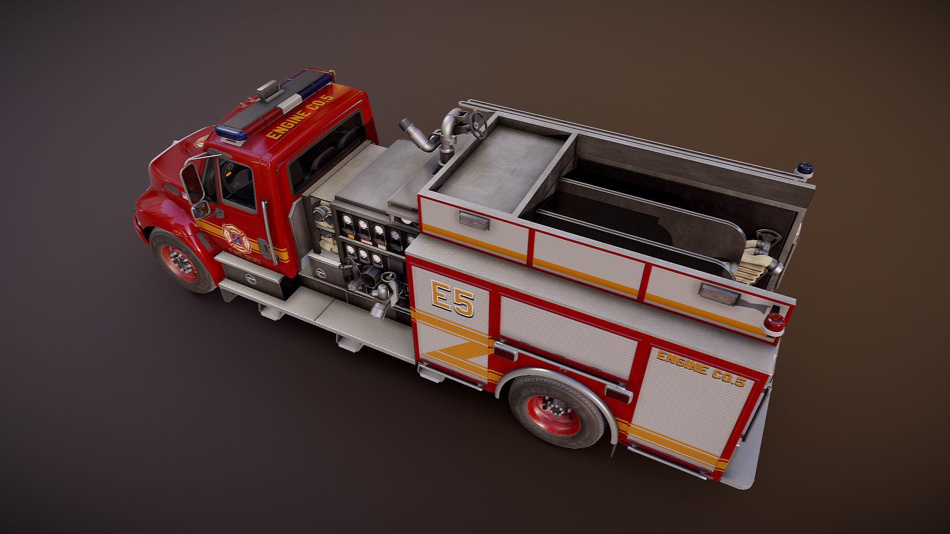 Durastar Firetruck Truck Low-poly 3D model_20
