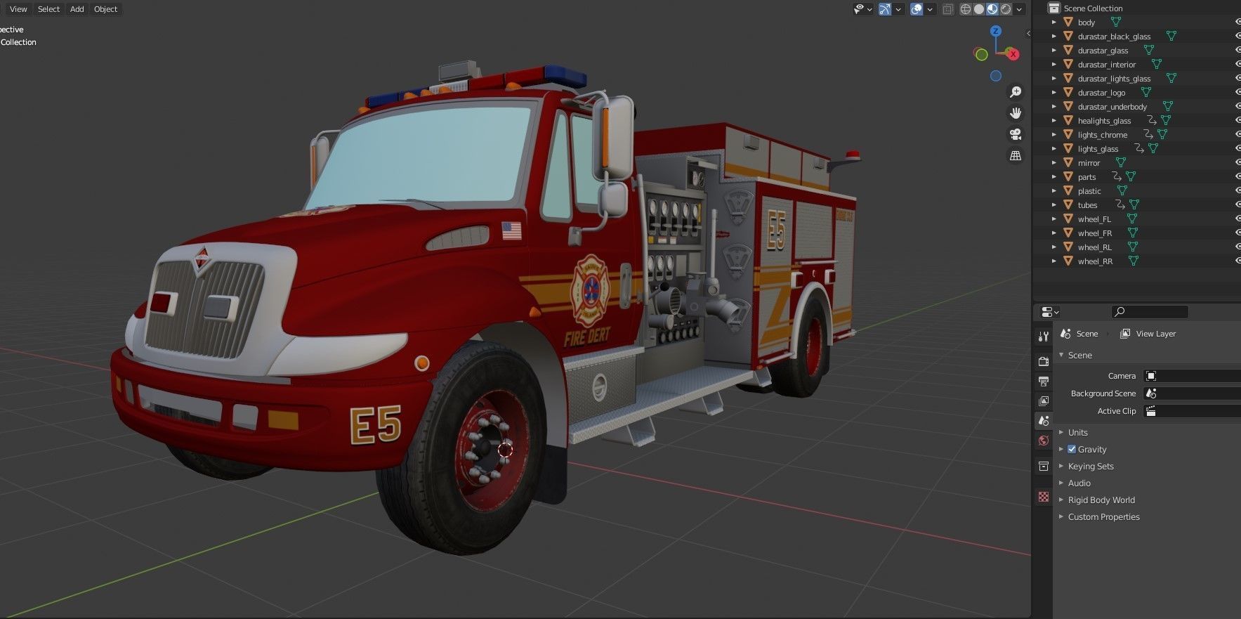 Durastar Firetruck Truck Low-poly 3D model_38