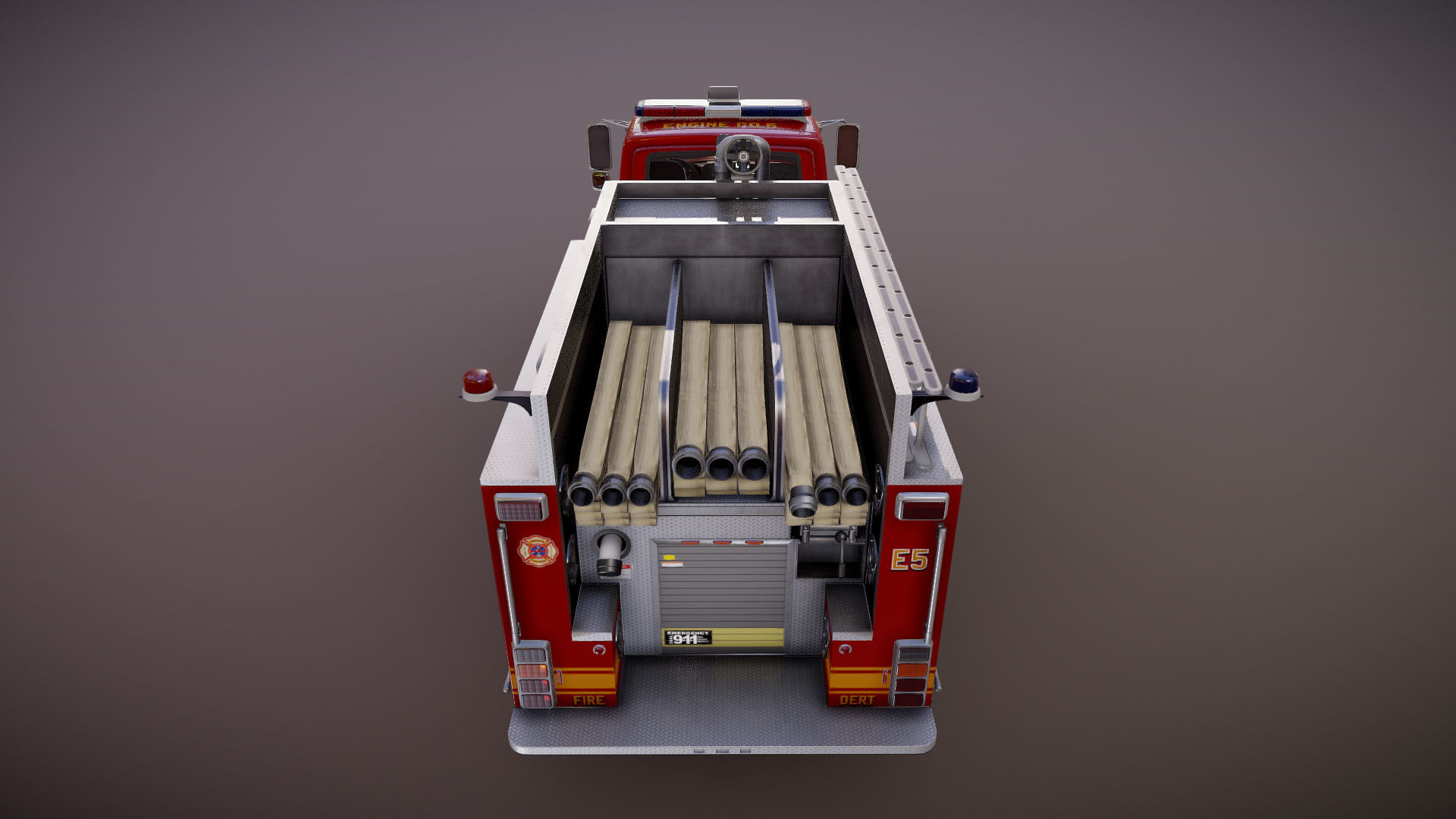 Durastar Firetruck Truck Low-poly 3D model_22