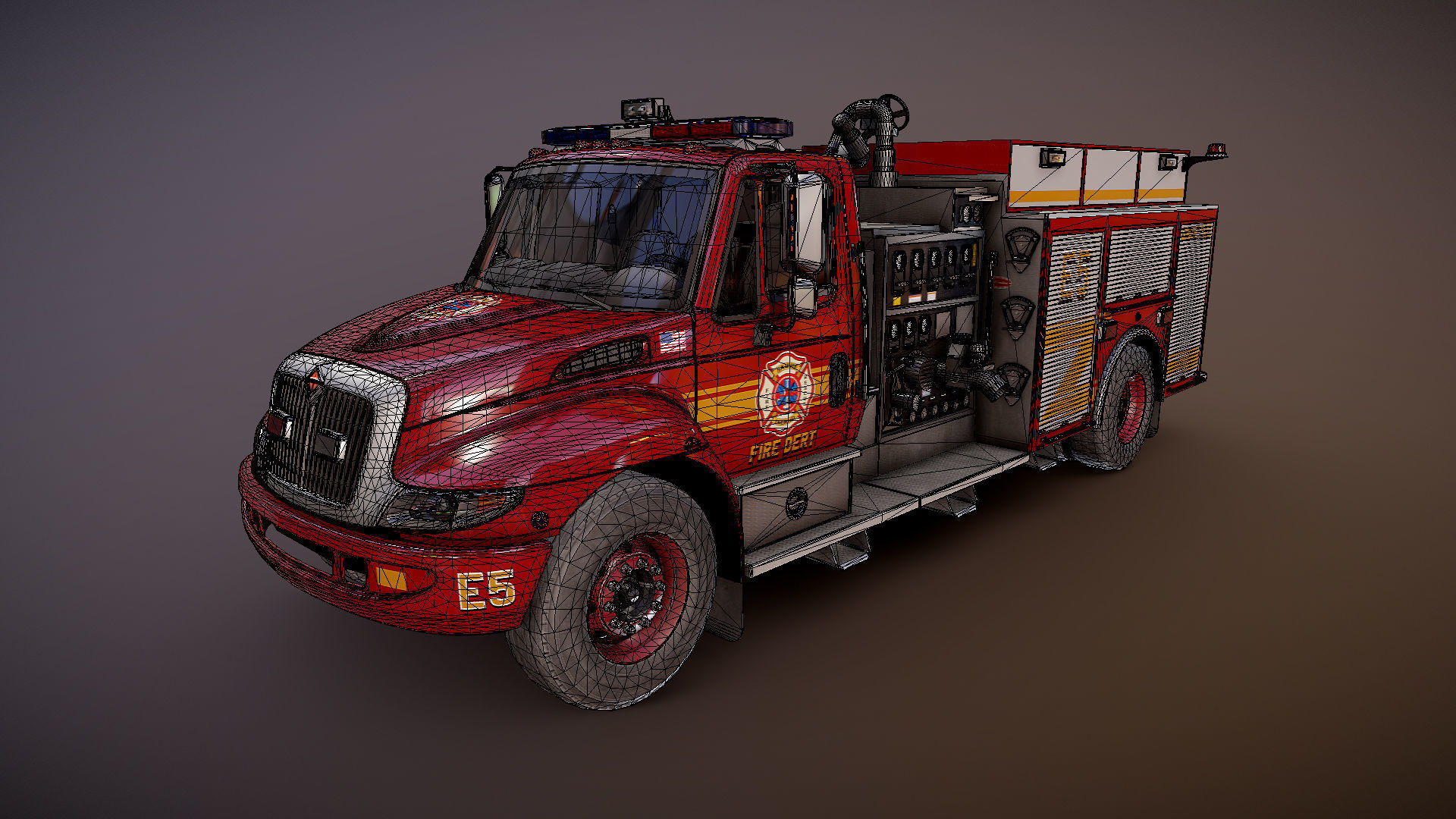 Durastar Firetruck Truck Low-poly 3D model_24