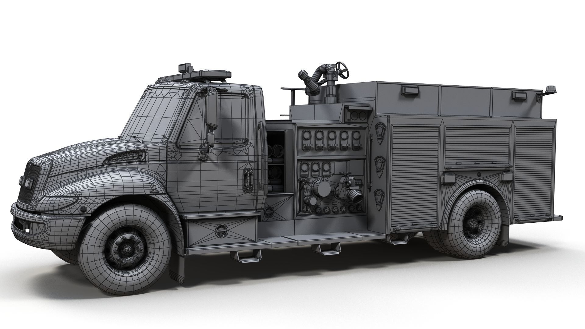 Durastar Firetruck Truck Low-poly 3D model_10