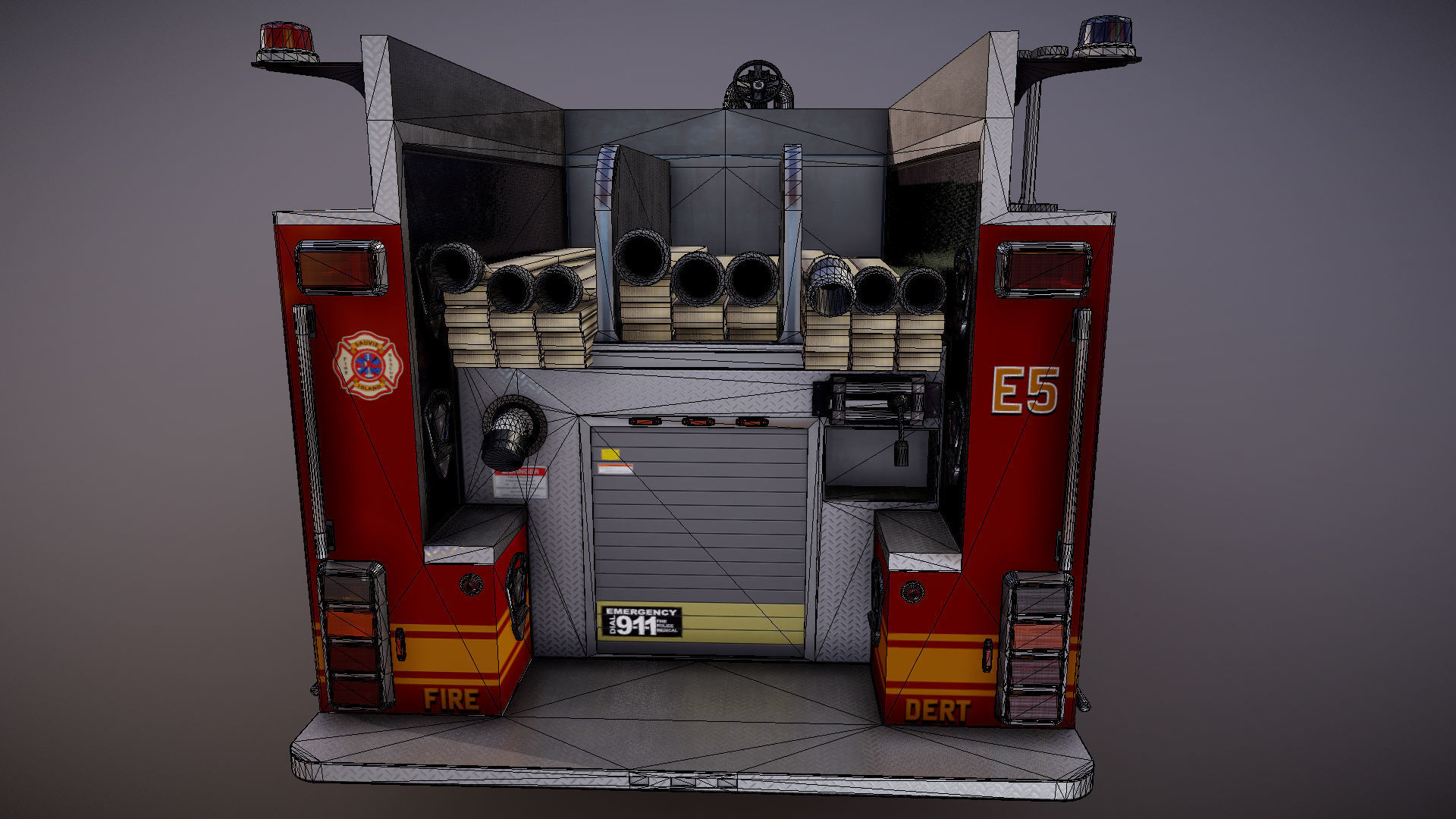 Durastar Firetruck Truck Low-poly 3D model_31