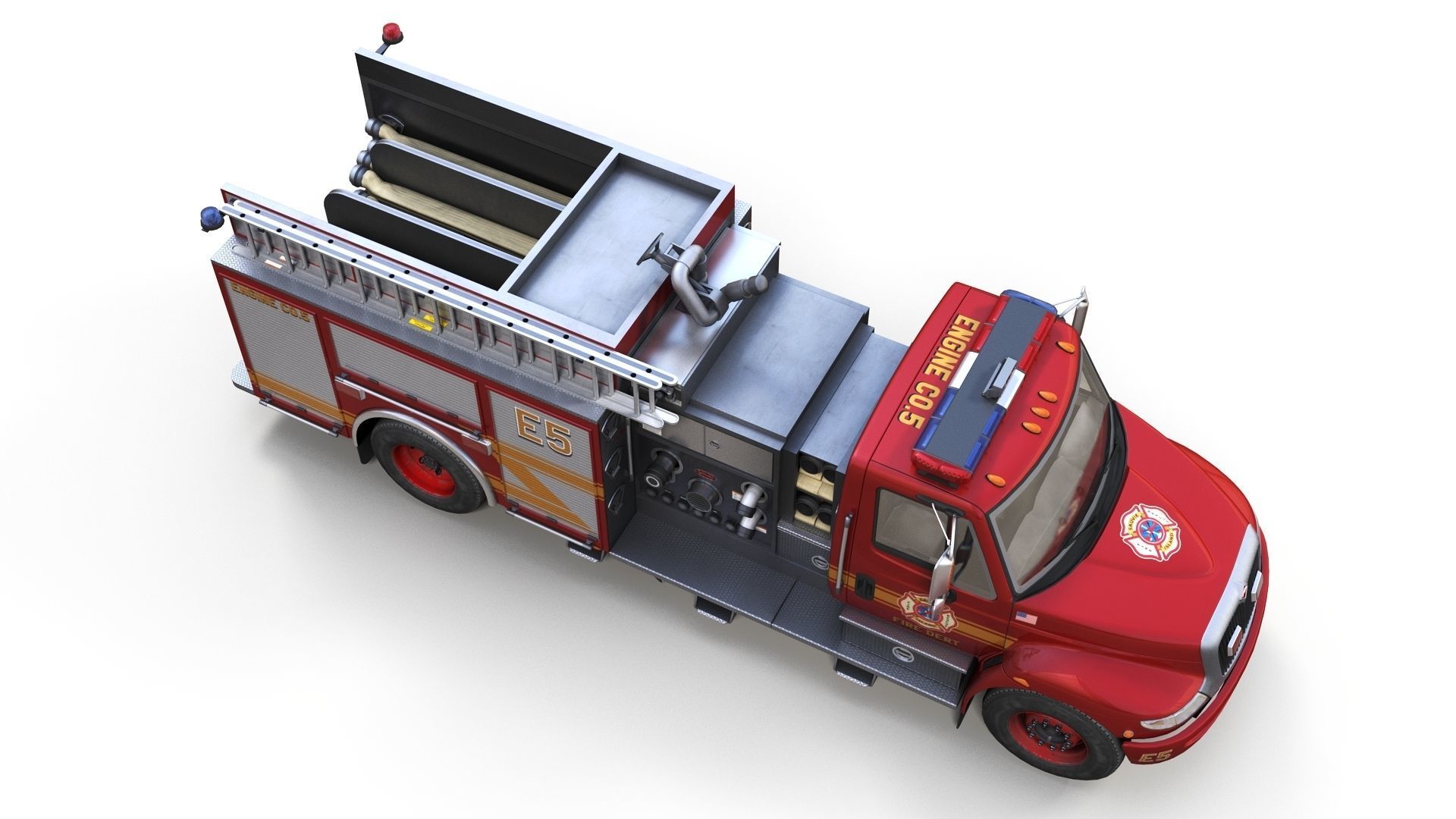 Durastar Firetruck Truck Low-poly 3D model_2