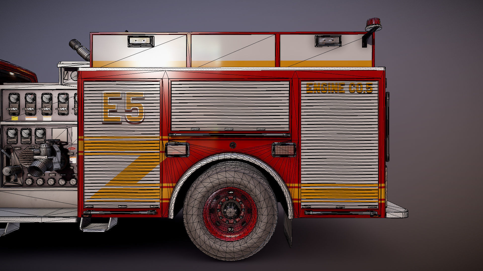 Durastar Firetruck Truck Low-poly 3D model_30