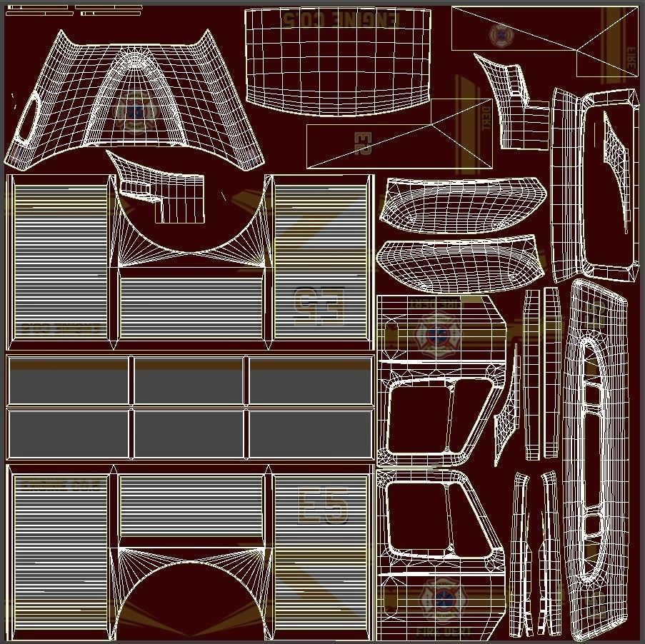 Durastar Firetruck Truck Low-poly 3D model_46