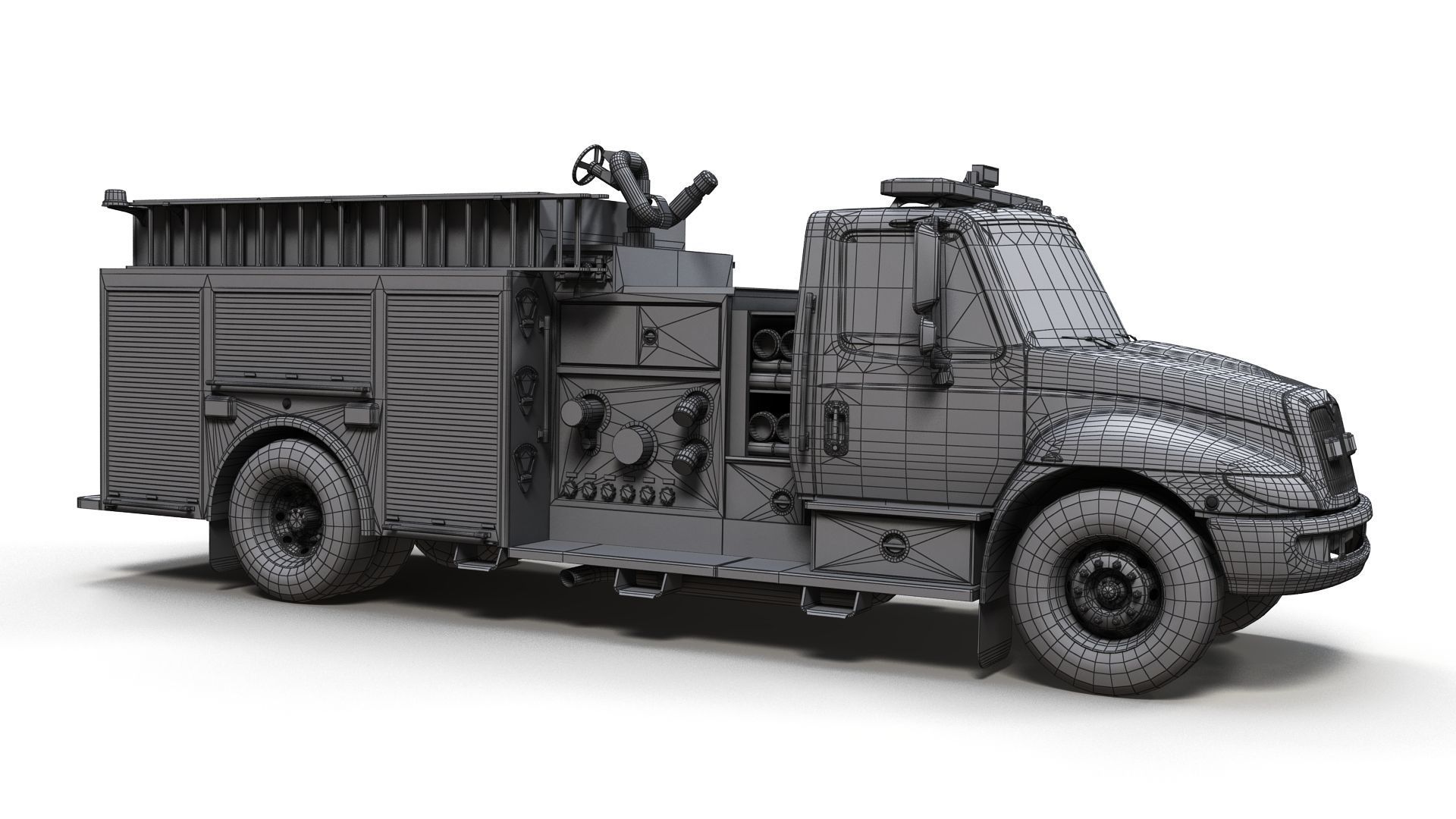 Durastar Firetruck Truck Low-poly 3D model_12