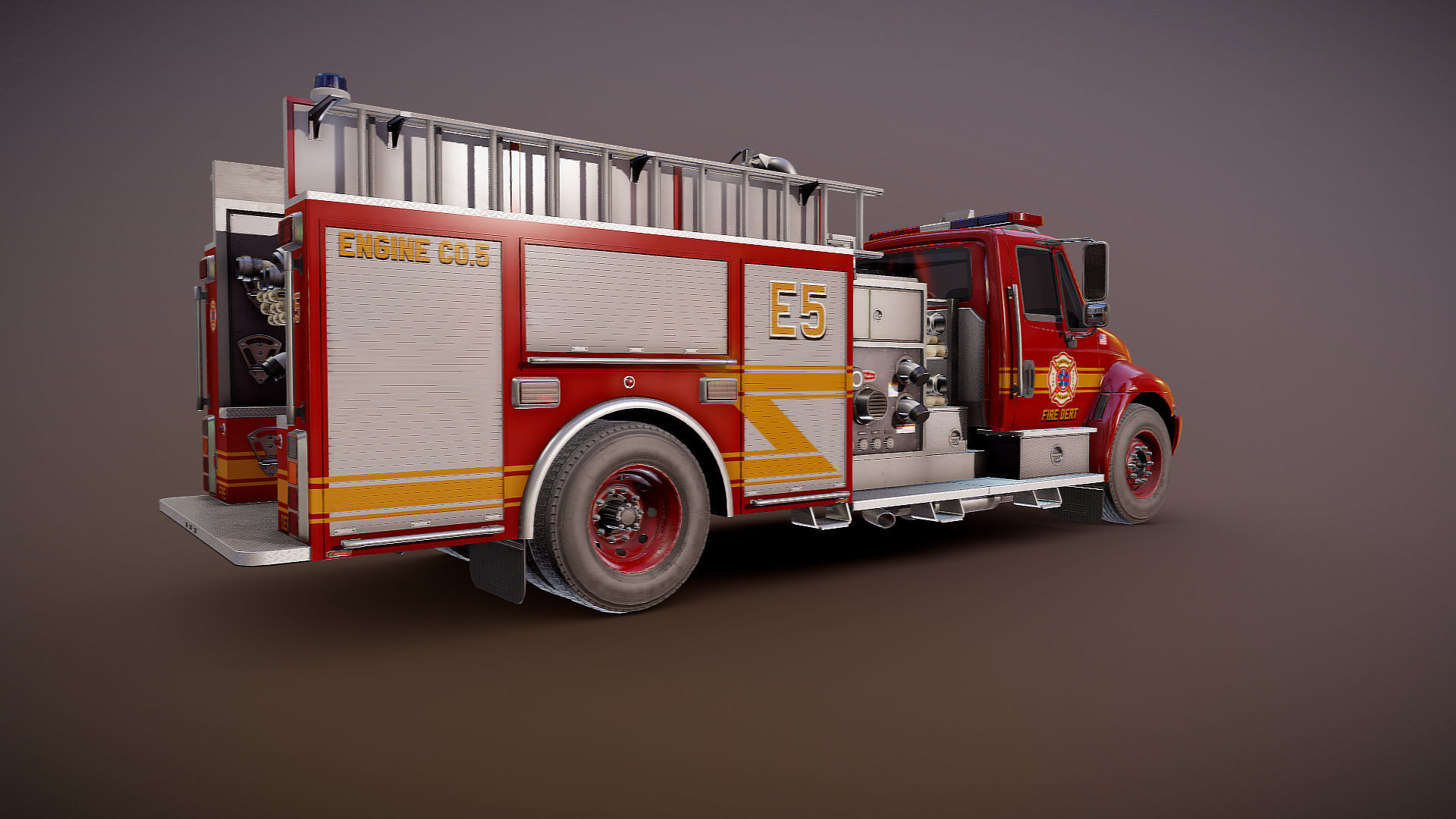 Durastar Firetruck Truck Low-poly 3D model_16