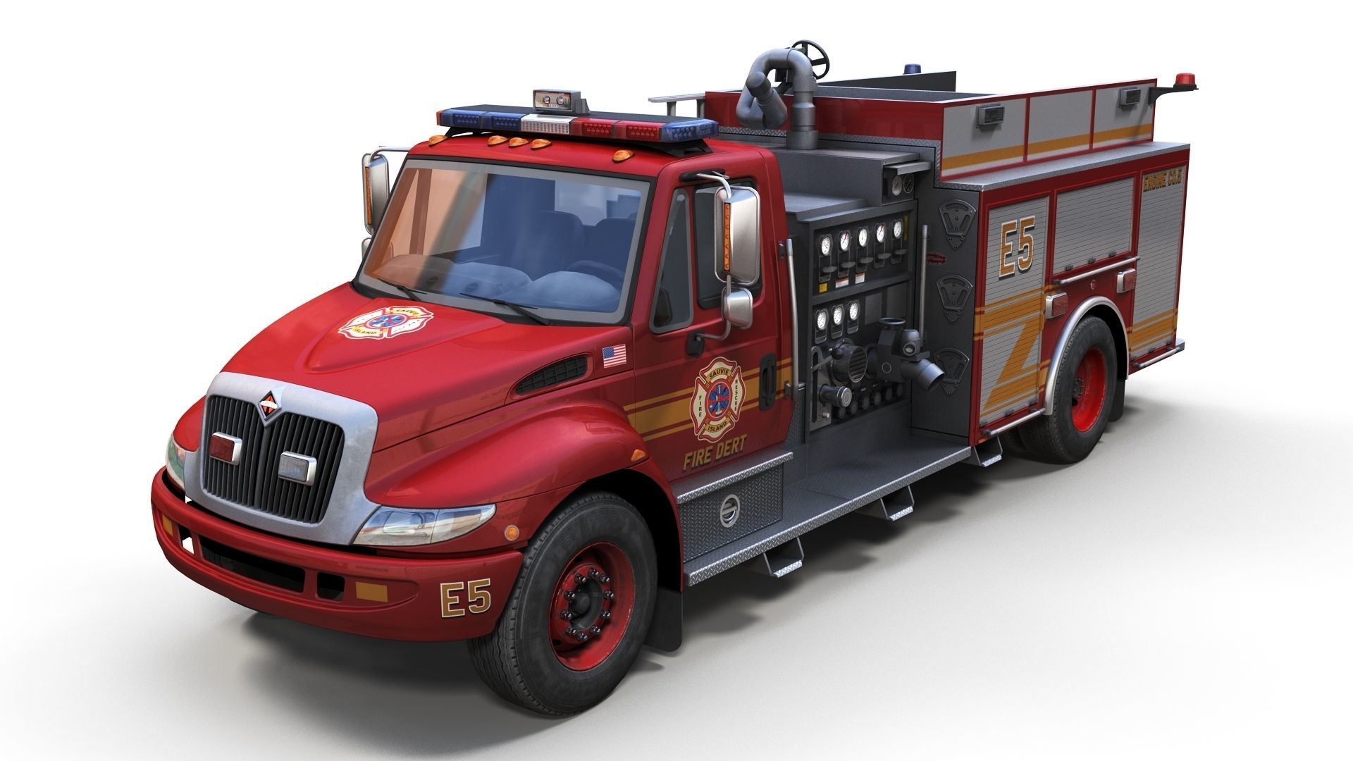 Durastar Firetruck Truck Low-poly 3D model_1