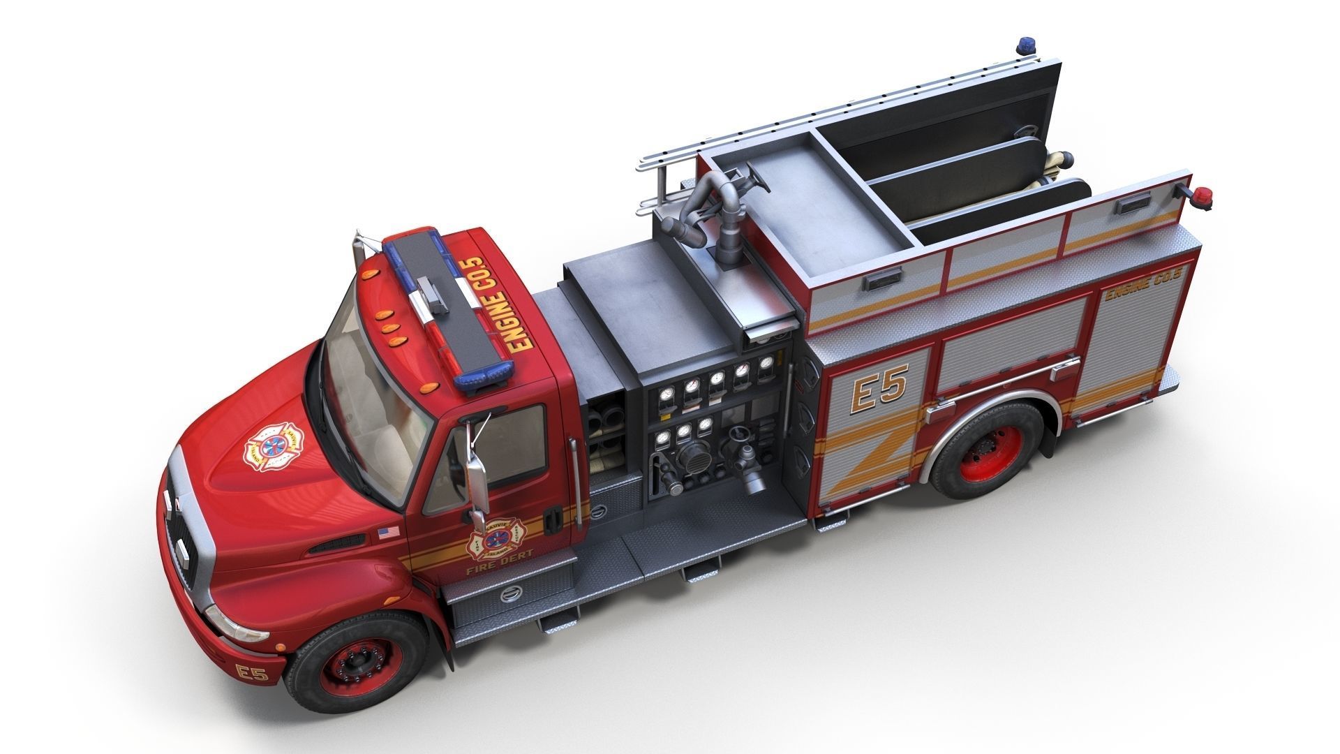 Durastar Firetruck Truck Low-poly 3D model_6