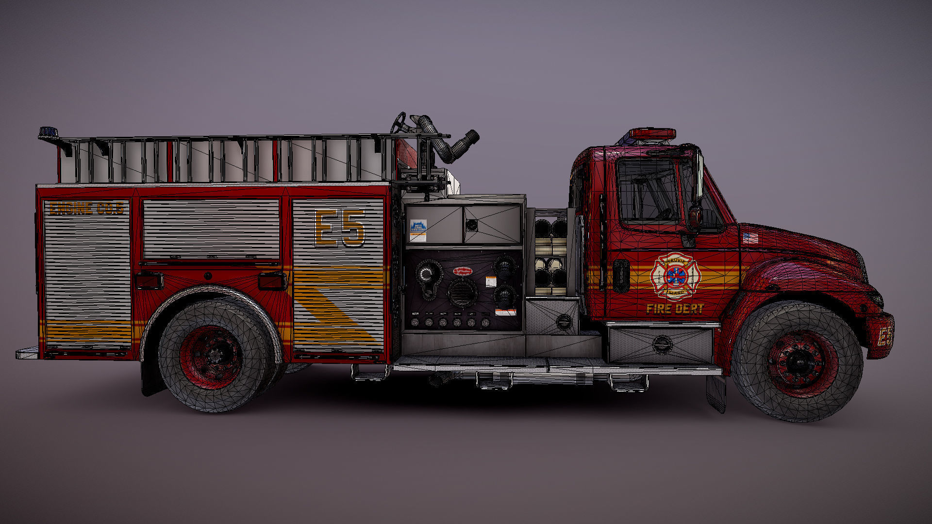 Durastar Firetruck Truck Low-poly 3D model_27