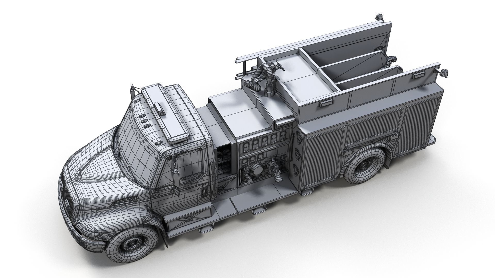 Durastar Firetruck Truck Low-poly 3D model_13