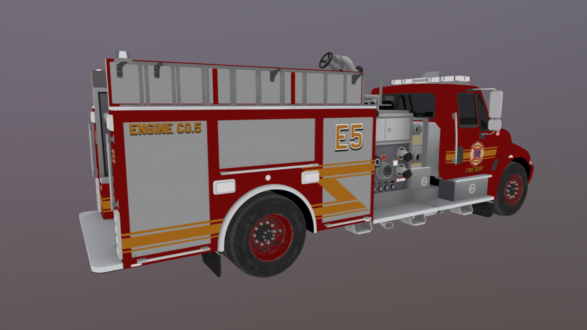 Durastar Firetruck Truck Low-poly 3D model_36