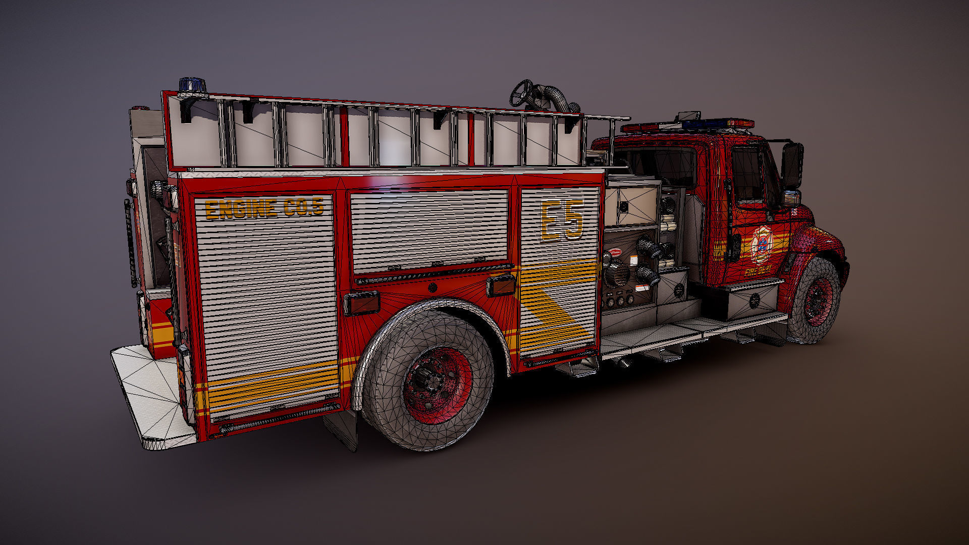 Durastar Firetruck Truck Low-poly 3D model_25