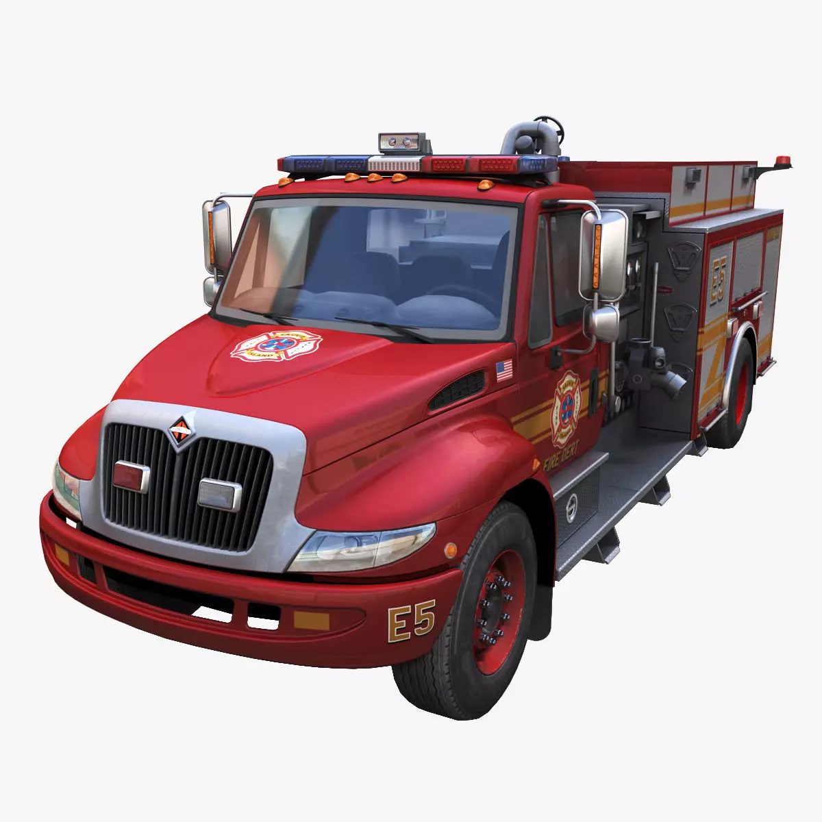 Durastar Firetruck Truck Low-poly 3D model_0