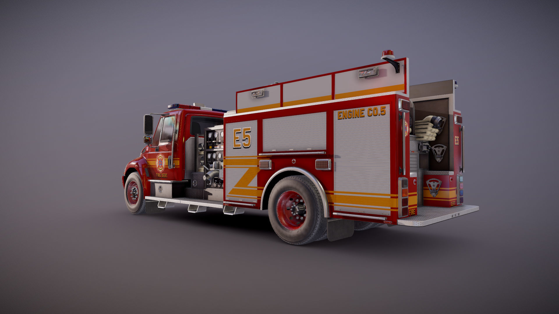 Durastar Firetruck Truck Low-poly 3D model_21