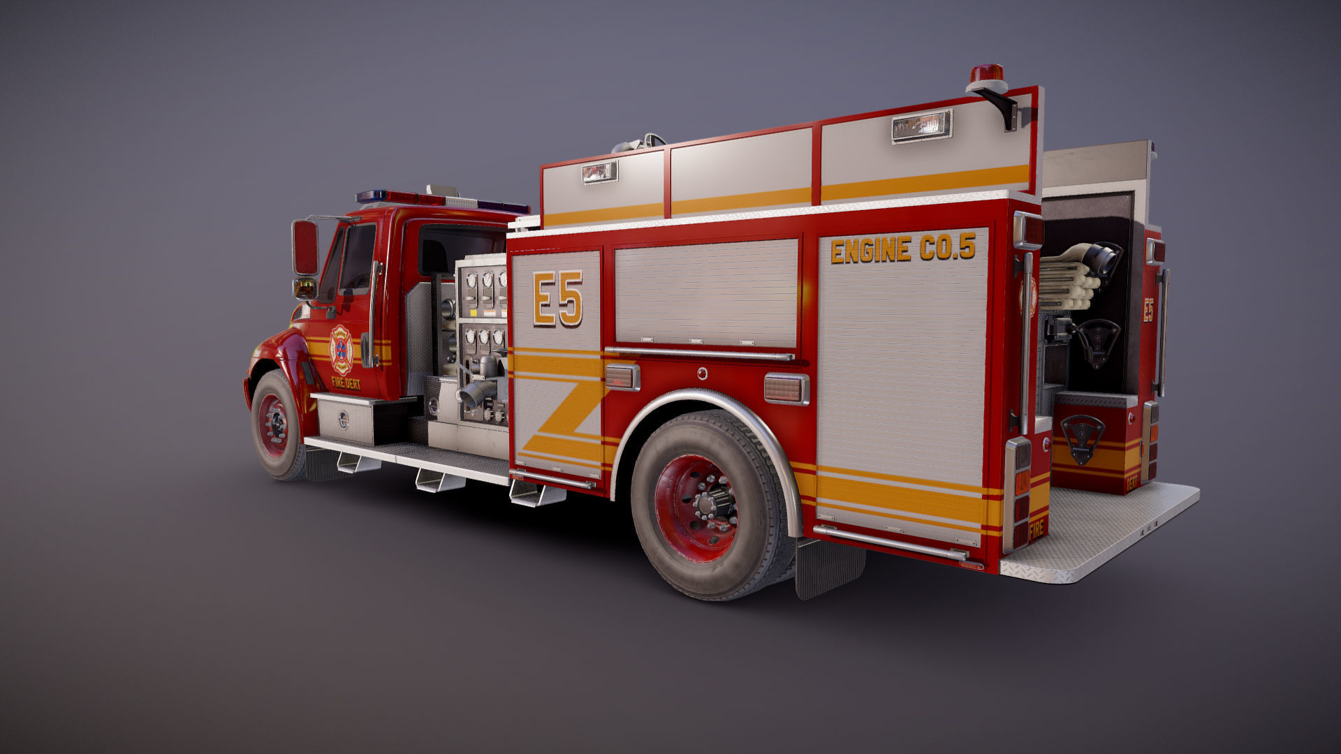 Durastar Firetruck Truck Low-poly 3D model_17