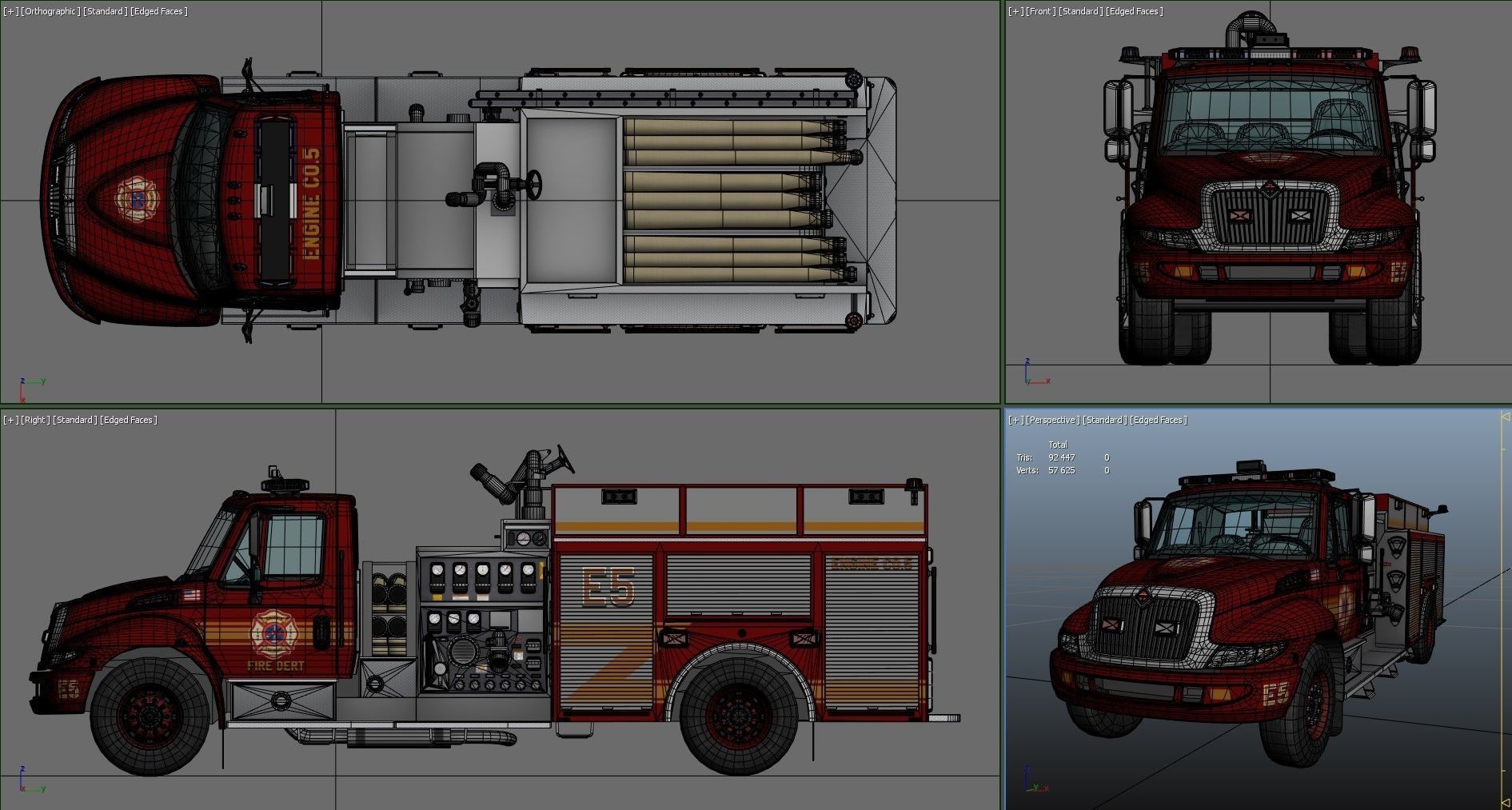 Durastar Firetruck Truck Low-poly 3D model_42