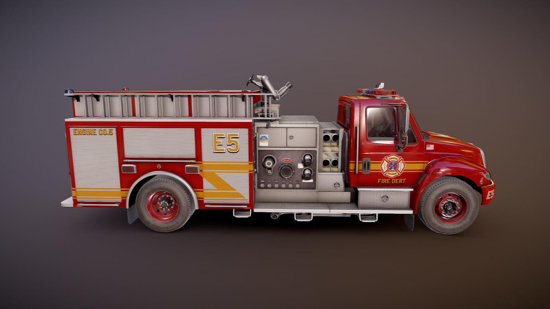 Durastar Firetruck Truck Low-poly 3D model_19