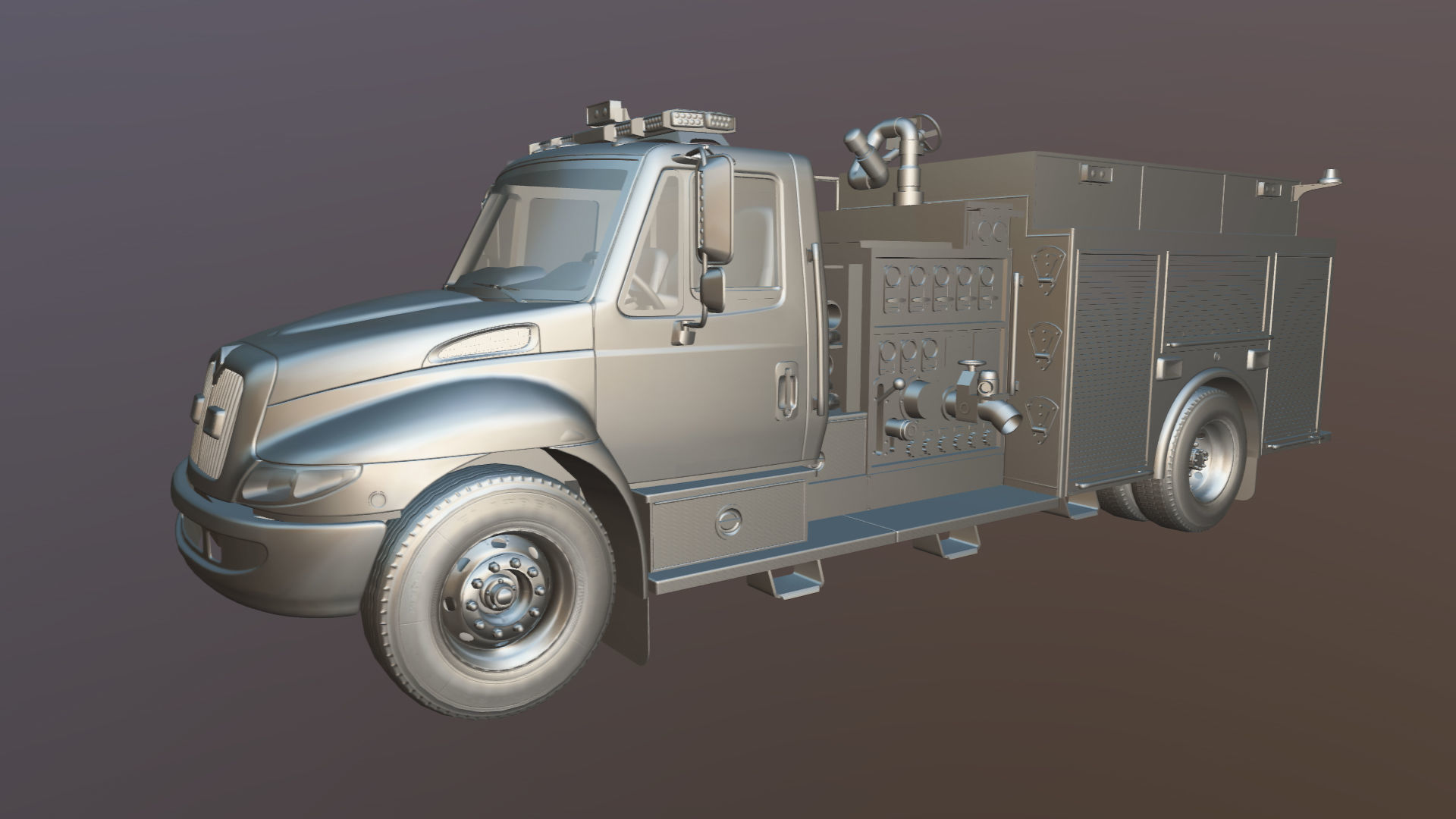 Durastar Firetruck Truck Low-poly 3D model_32